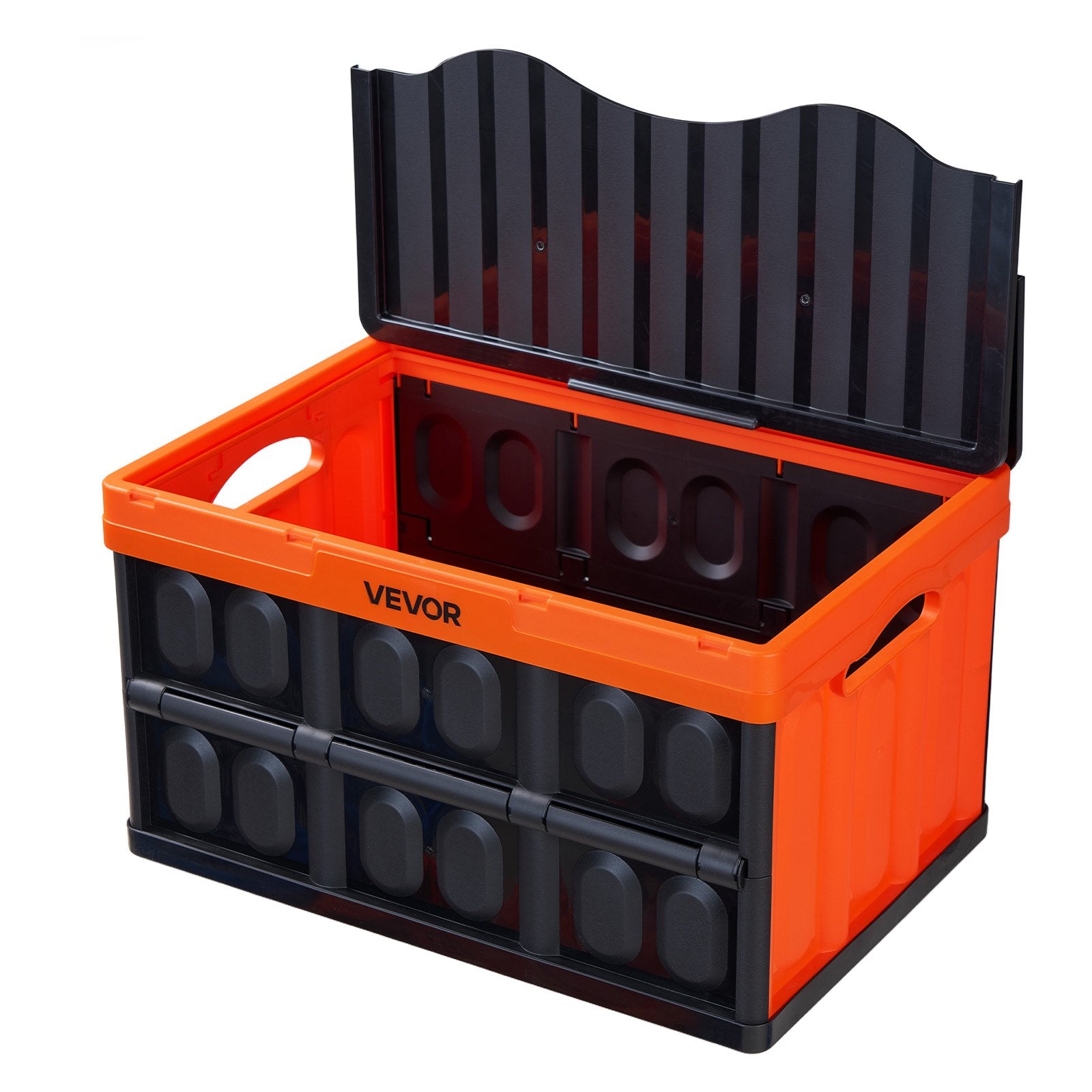 3-Pack 45L Collapsible Storage Bins Lidded Stackable Folding Crates with Handles