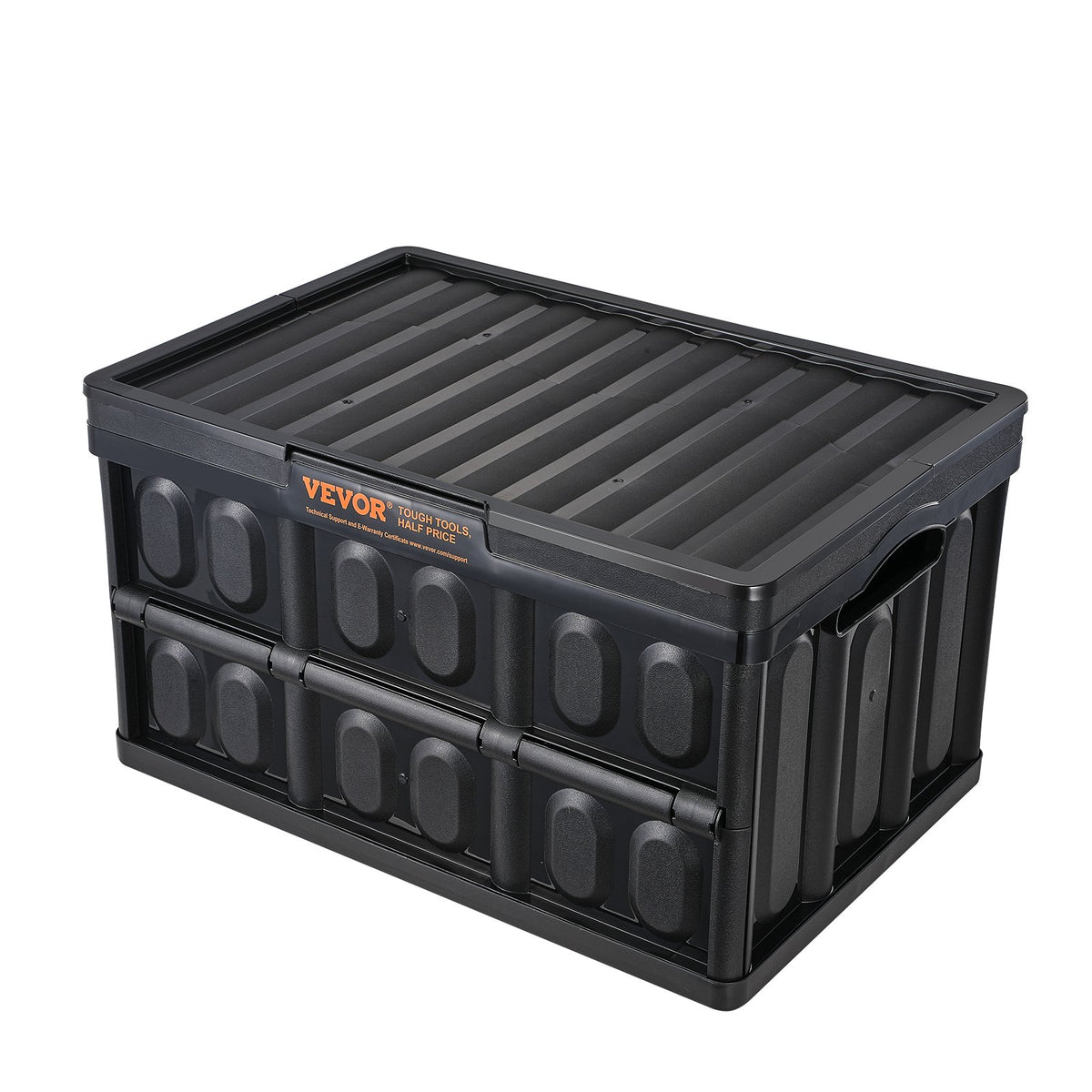 Collapsible Storage Bins with Lids 45L 3 Pack Folding Stackable Crates