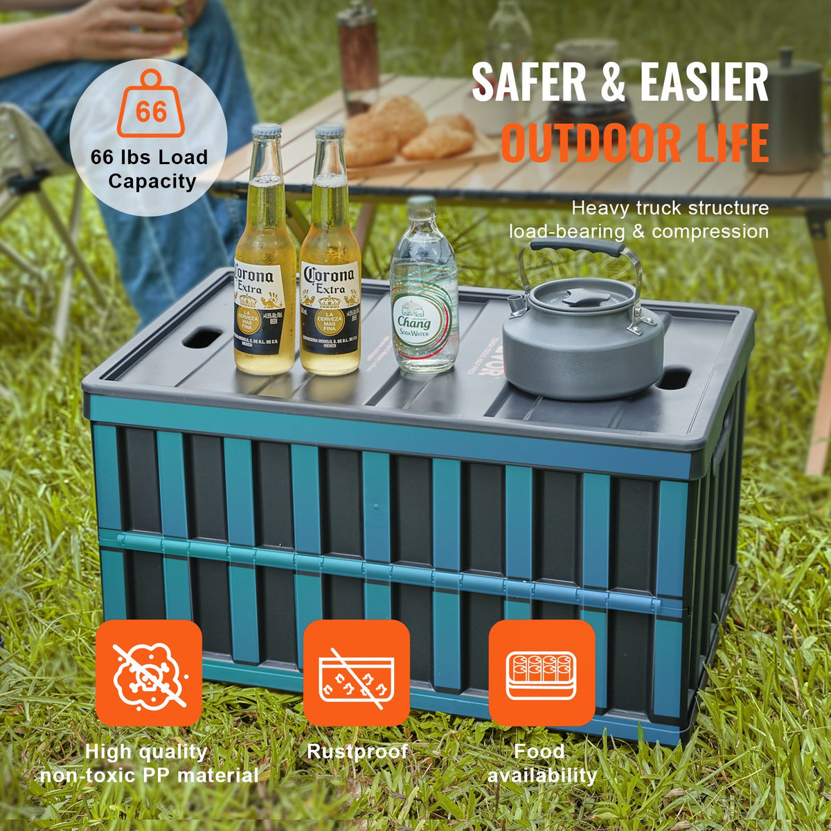 Storage Bins Collapsible 3-Pack 65L with Lids Foldable Heavy Duty Plastic
