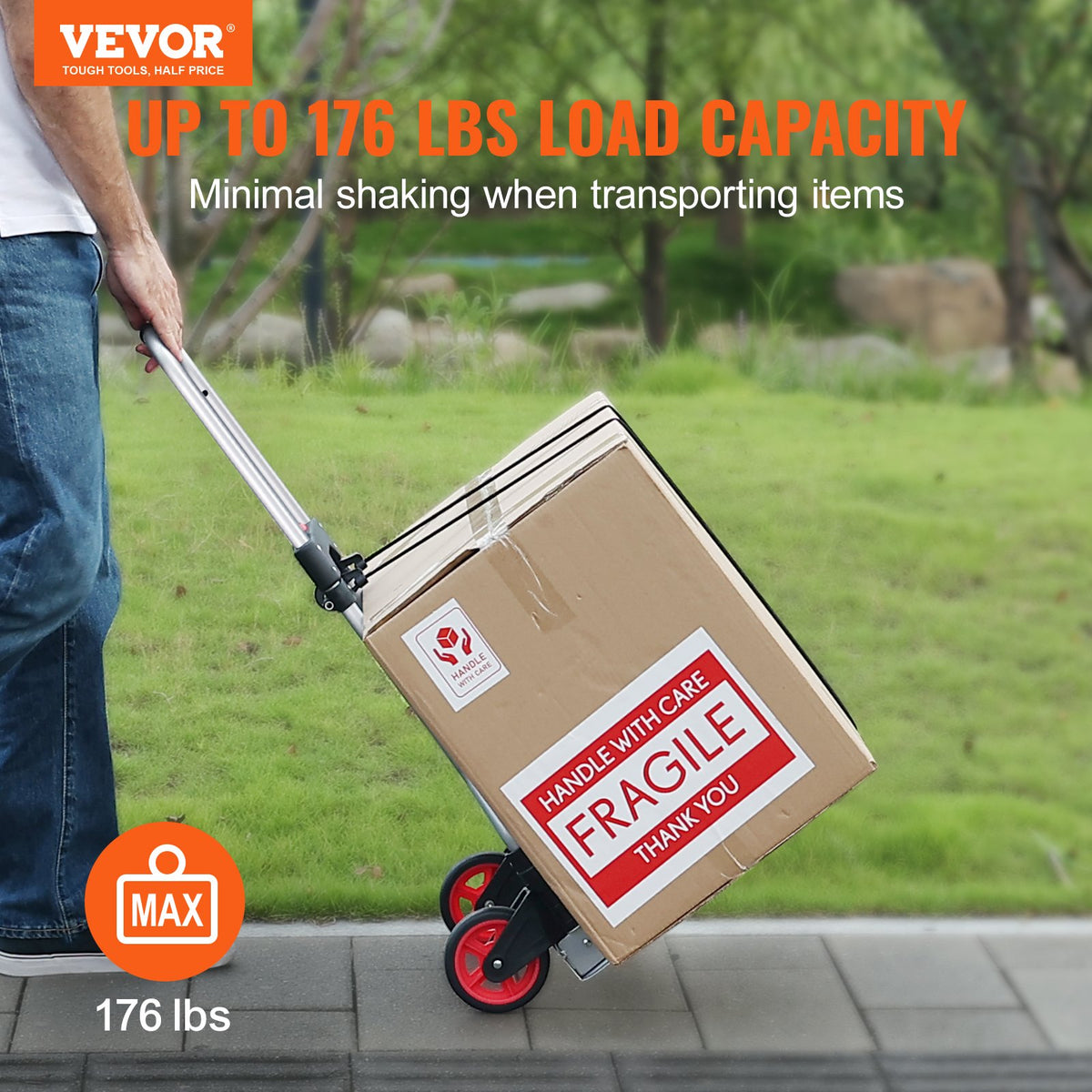 Hand Truck Folding Aluminum 80KG Convertible Dolly Telescoping Handle Wheels