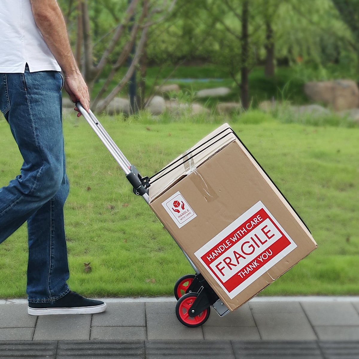 Hand Truck Folding Aluminum 80KG Convertible Dolly Telescoping Handle Wheels