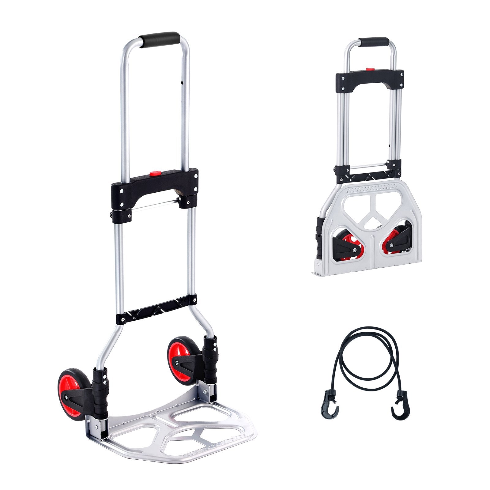 Hand Truck Folding Aluminum 80KG Convertible Dolly Telescoping Handle Wheels