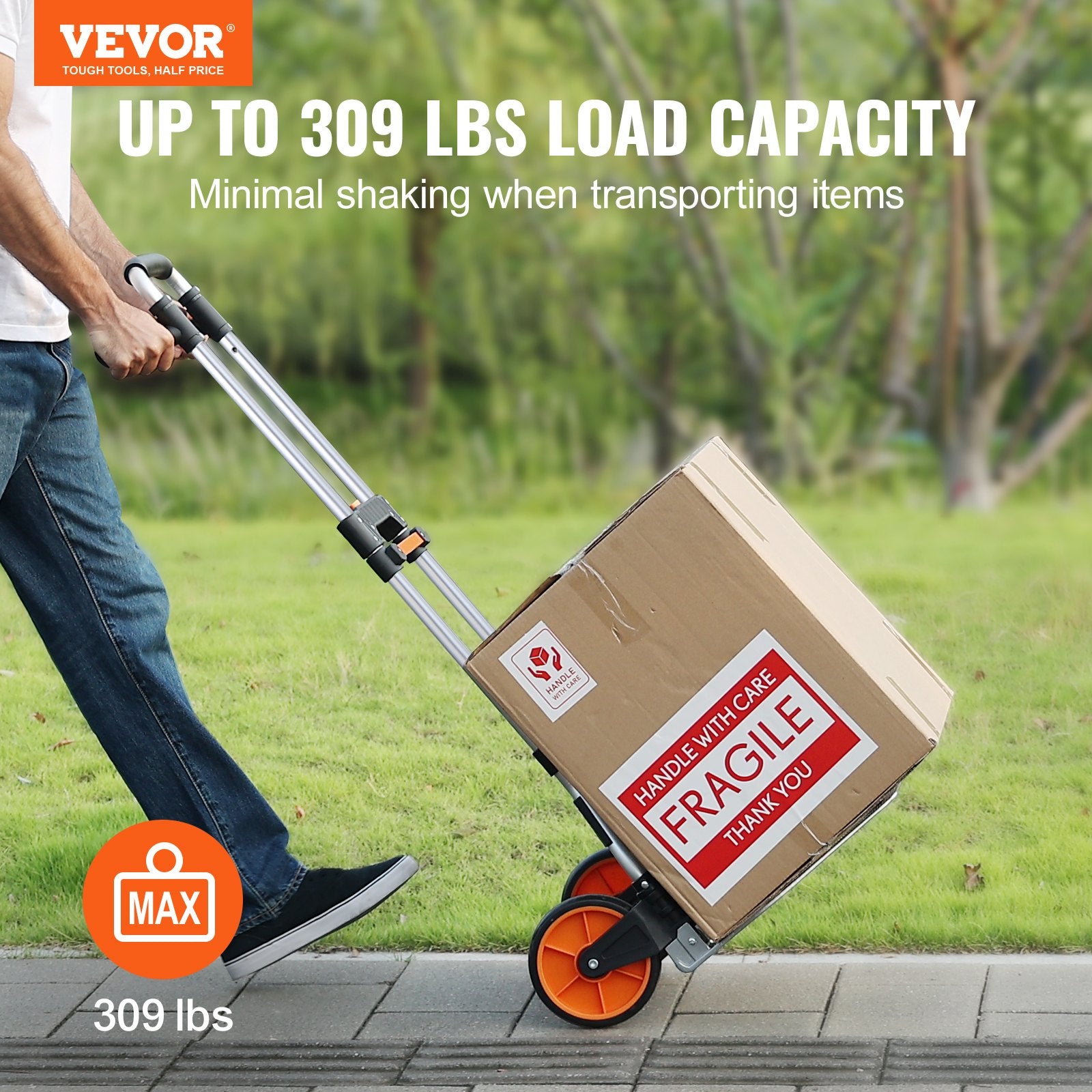 Hand Truck Folding 140kg Load Aluminum Portable Convertible Dolly with Wheels