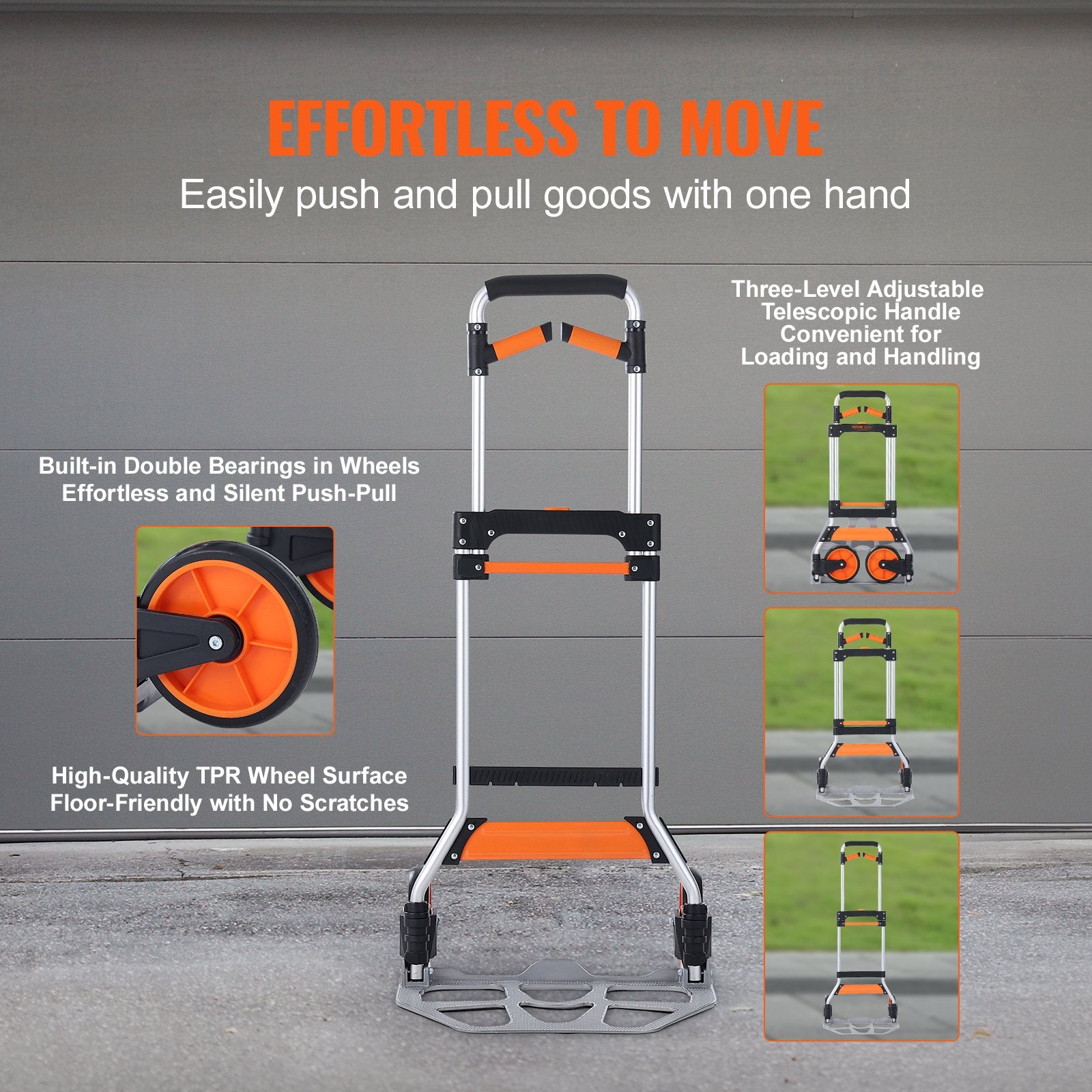 Hand Truck Folding 140kg Load Aluminum Portable Convertible Dolly with Wheels