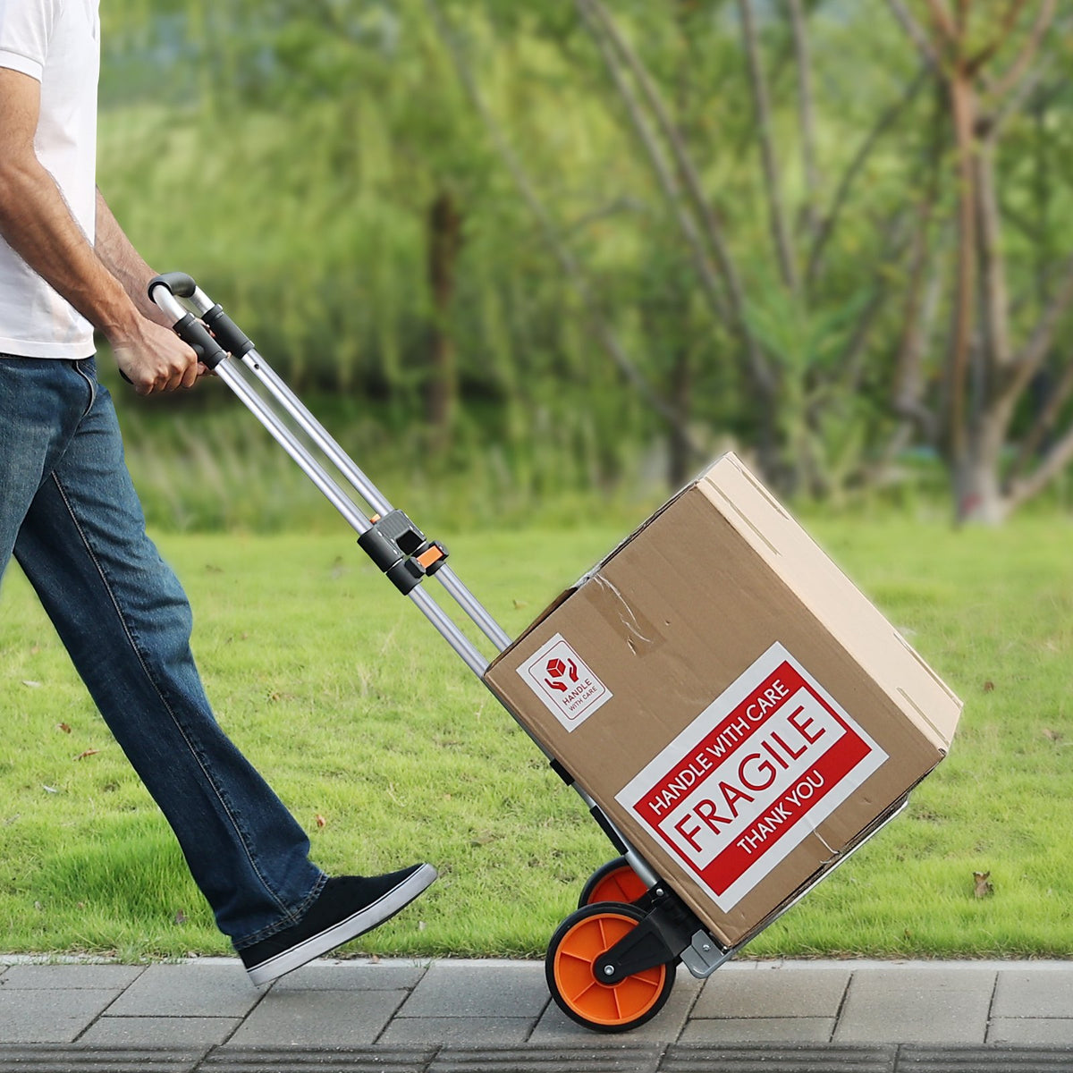 Hand Truck Folding 140kg Load Aluminum Portable Convertible Dolly with Wheels