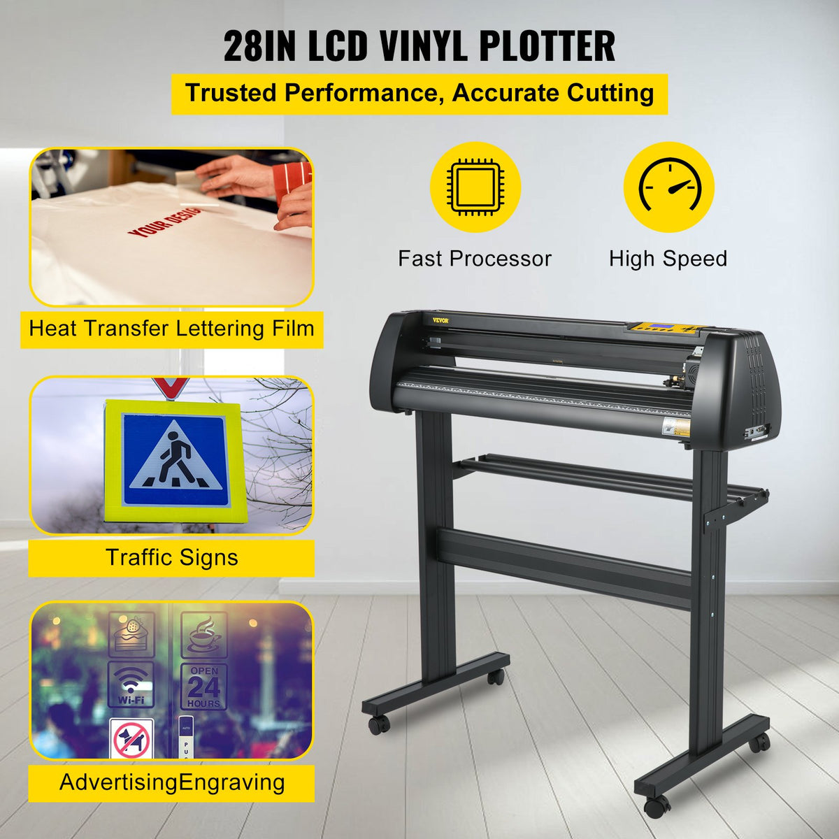 Vinyl Cutter Machine 28 Inch Floor Stand Adjustable Force Speed Starter Kit