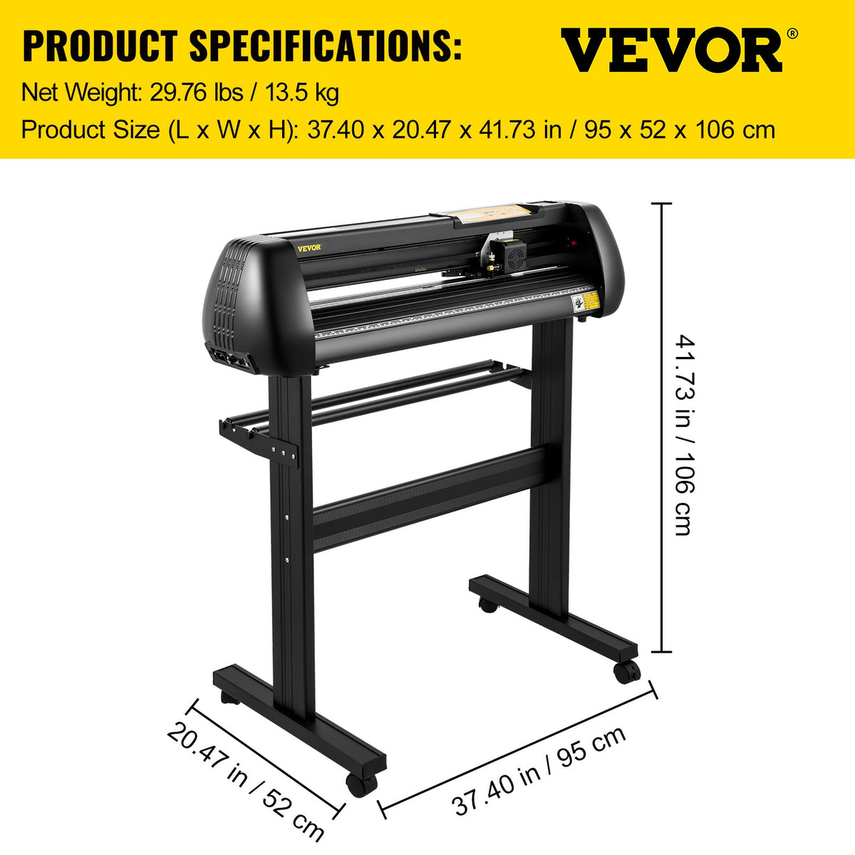 28" Vinyl Cutter Plotter 72cm Feed 63cm Cut Width Adjustable Force Speed Kits