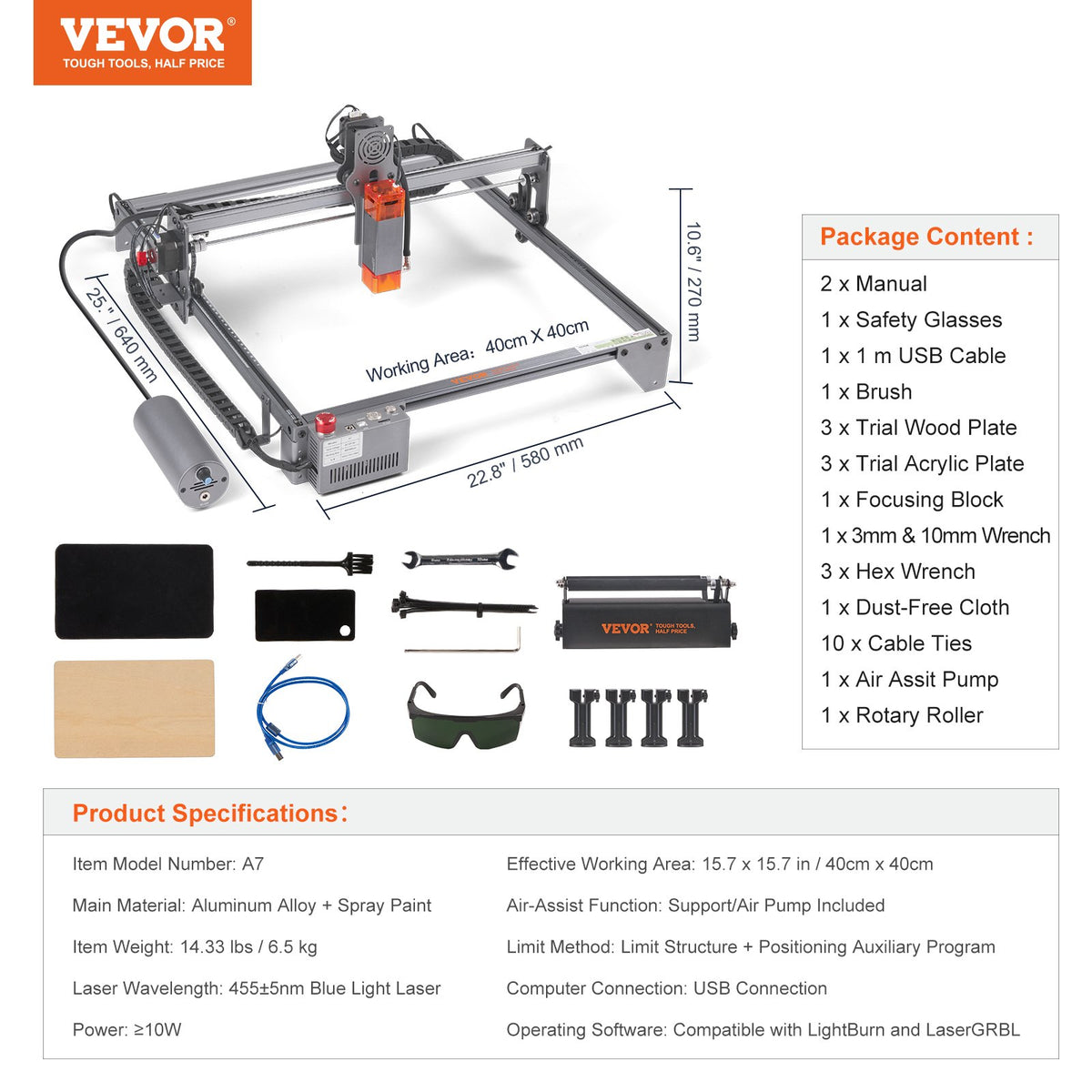 10W Laser Engraver Machine with 15.7" x 15.7" Working Area
