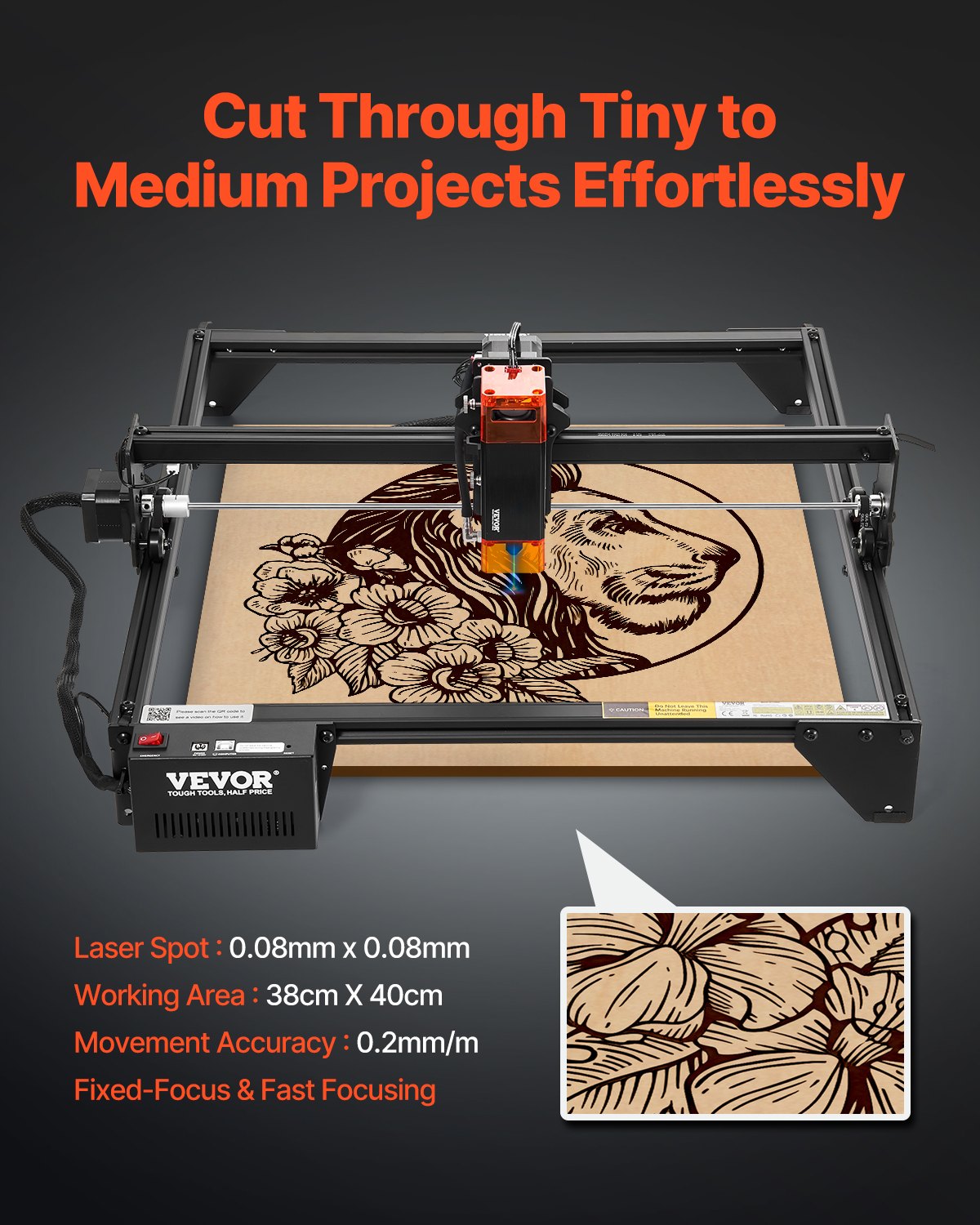 10W Laser Engraver Cutter with 14.9" x 15.7" Working Area