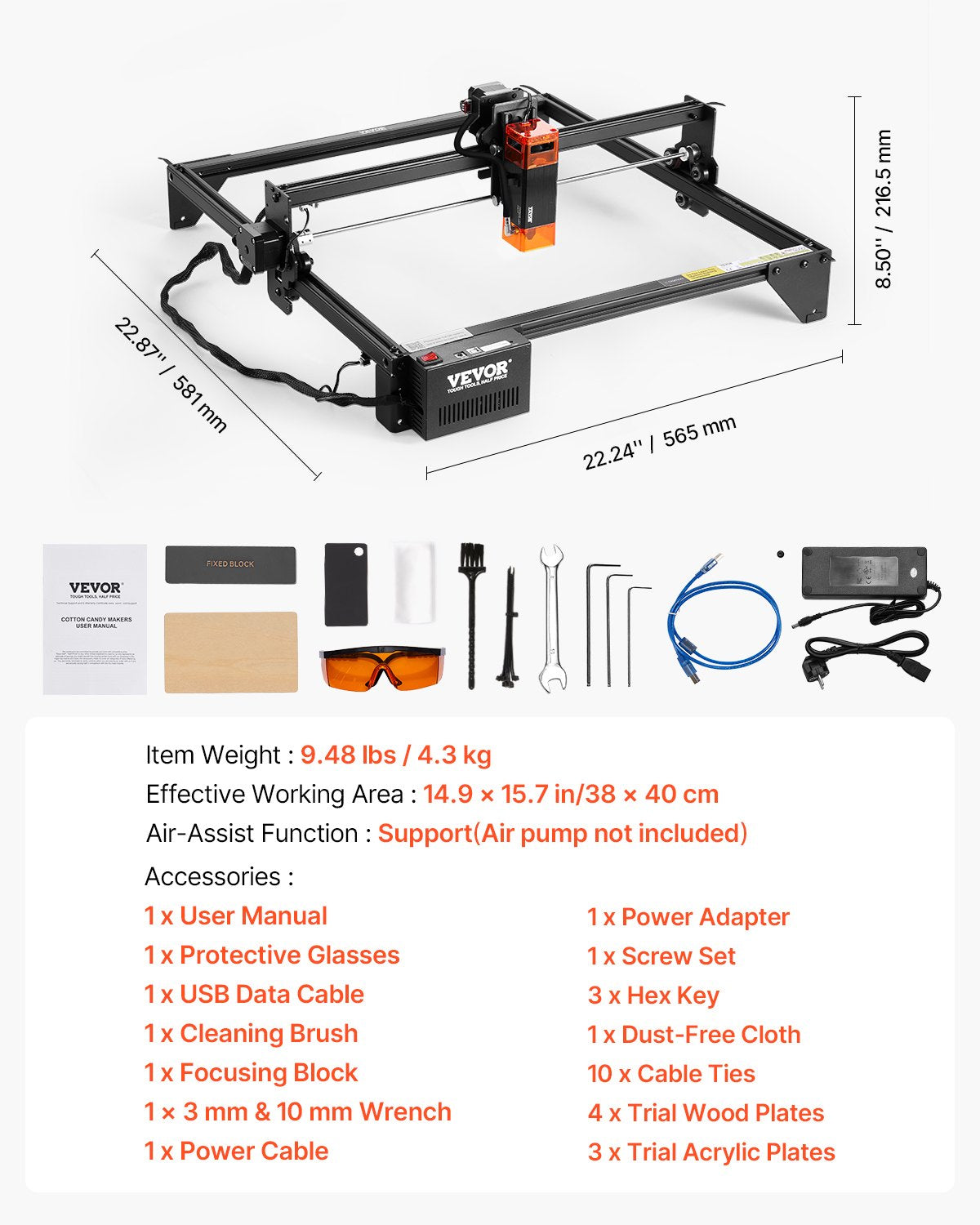 Laser Engraver 5W Cutter Machine 38x40cm Working Area 10000mm/min for Wood/Metal