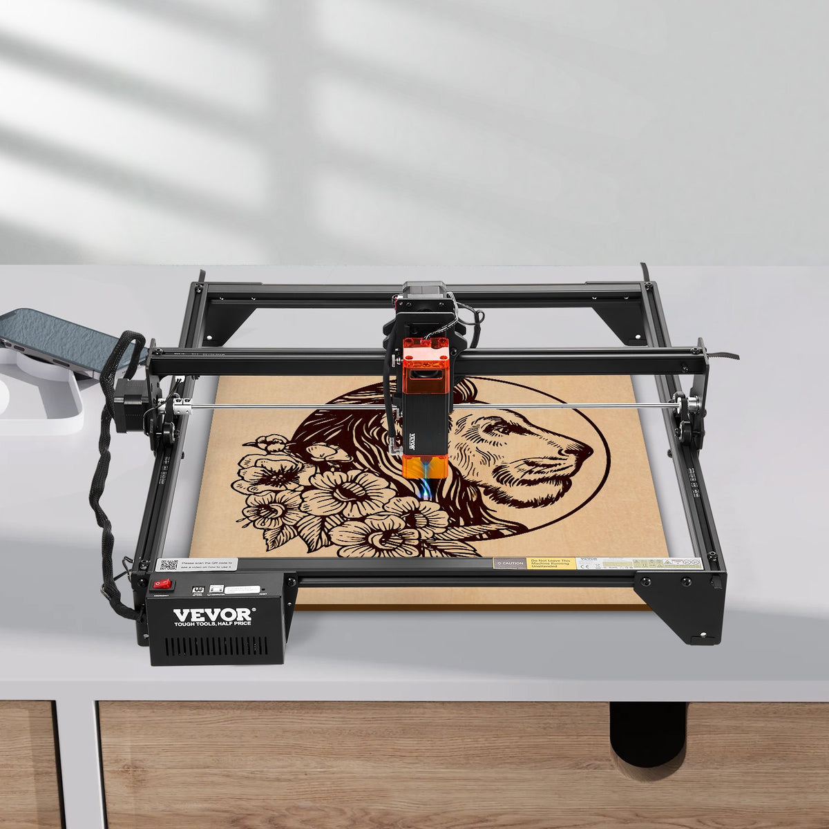 Laser Engraver 5W Cutter Machine 38x40cm Working Area 10000mm/min for Wood/Metal
