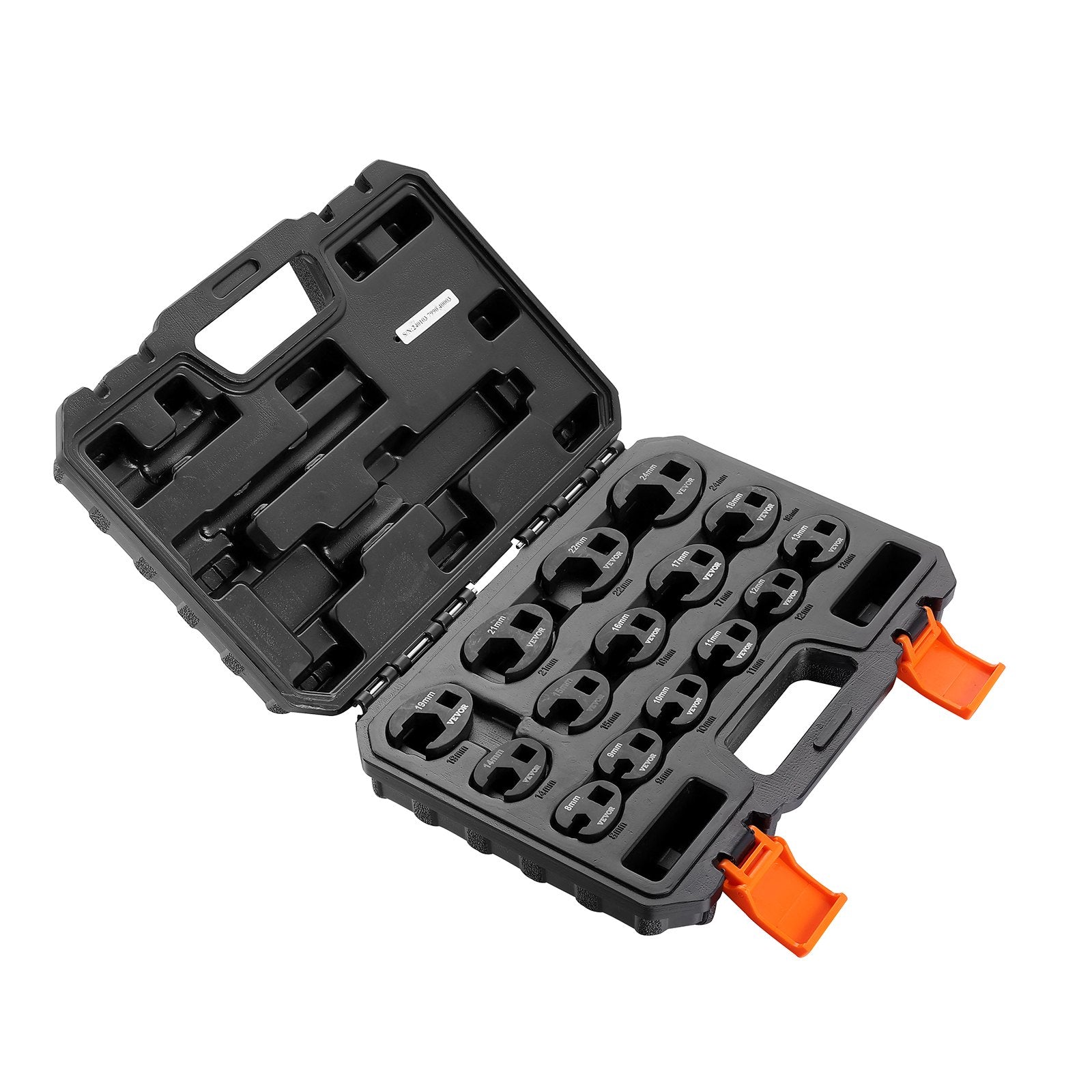 Crowfoot Wrench Set 15-Piece 1/2" 3/8" Drive Metric 8-24mm with Storage Case