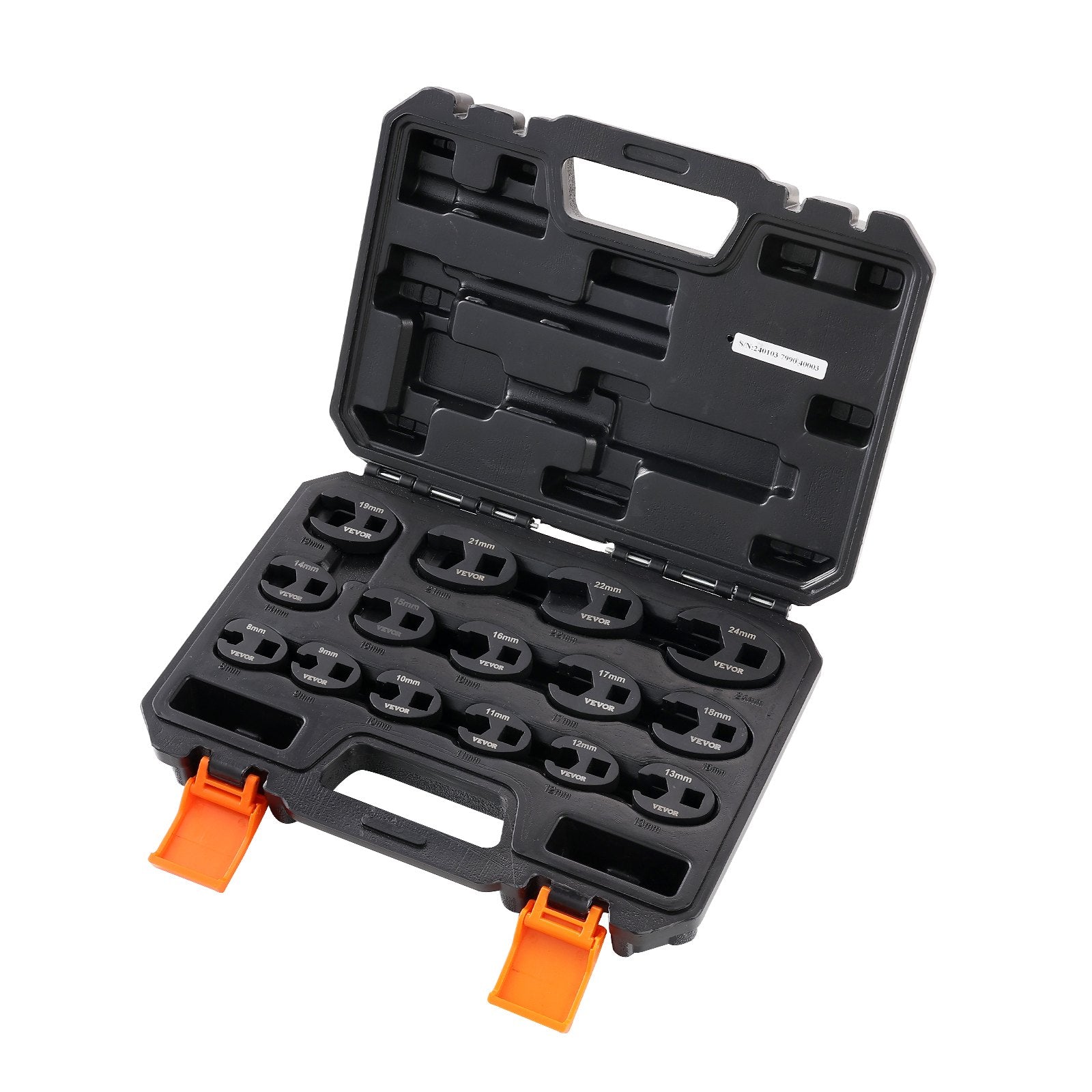 Crowfoot Wrench Set 15-Piece 1/2" 3/8" Drive Metric 8-24mm with Storage Case