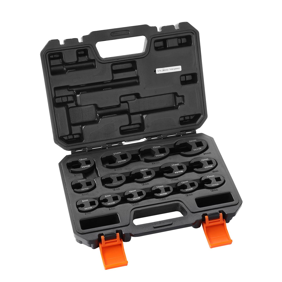 Crowfoot Wrench Set 15-Piece 1/2" 3/8" Drive Metric 8-24mm with Storage Case