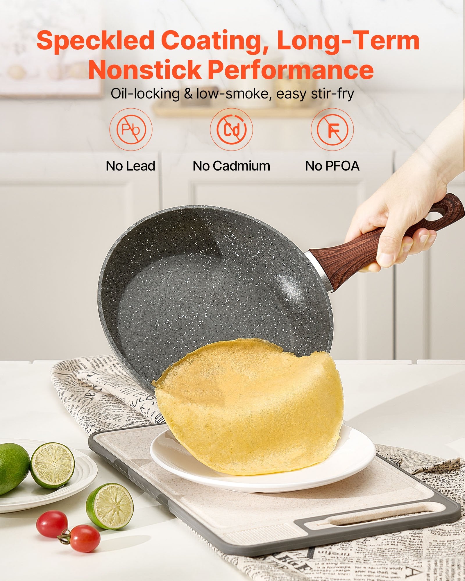 Frying Pan Skillet 3-Piece Nonstick Heavy-Duty Heat-Resistant Handle