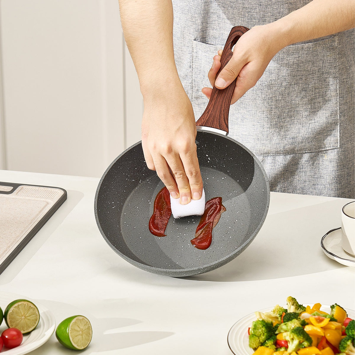 Frying Pan Skillet 3-Piece Nonstick Heavy-Duty Heat-Resistant Handle