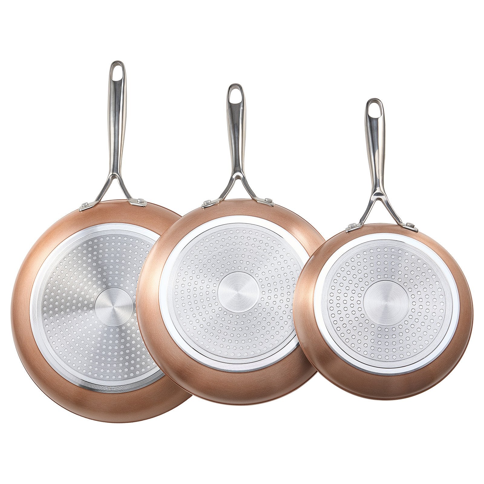Frying Pan Skillet Set 3 Aluminum Nonstick Ceramic Pans Heat-Resistant Handle