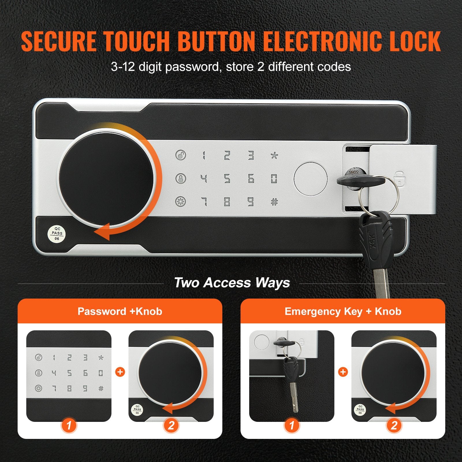 Depository Safe 1.7 Cub Drop Slot Electronic Code Lock 2 Keys 17.71x13.77x13.77