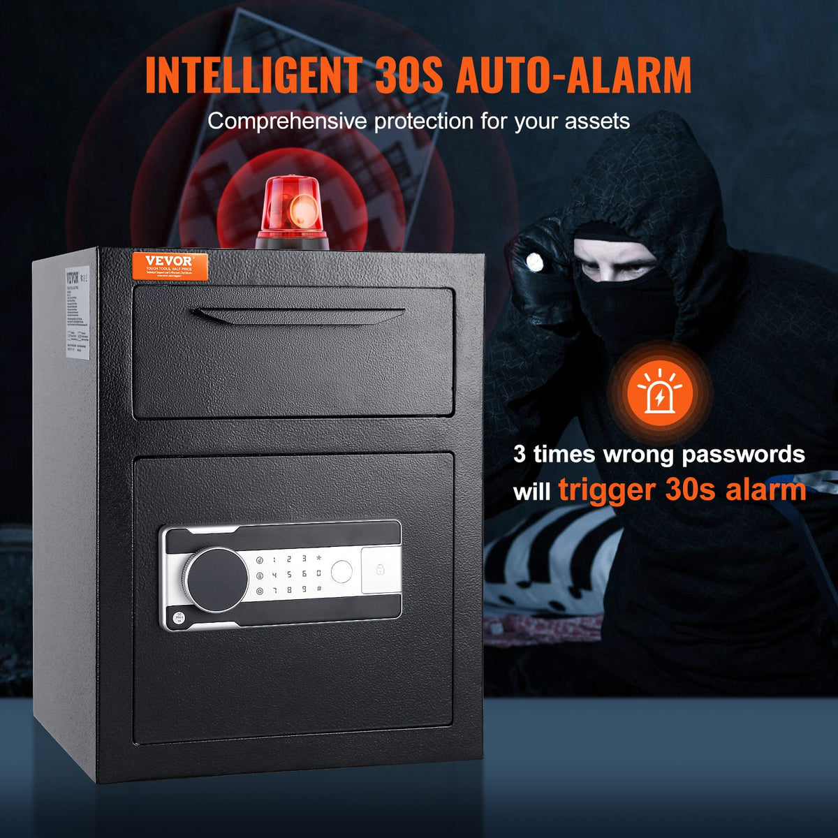 Depository Safe 1.7 Cub Drop Slot Electronic Code Lock 2 Keys 17.71x13.77x13.77