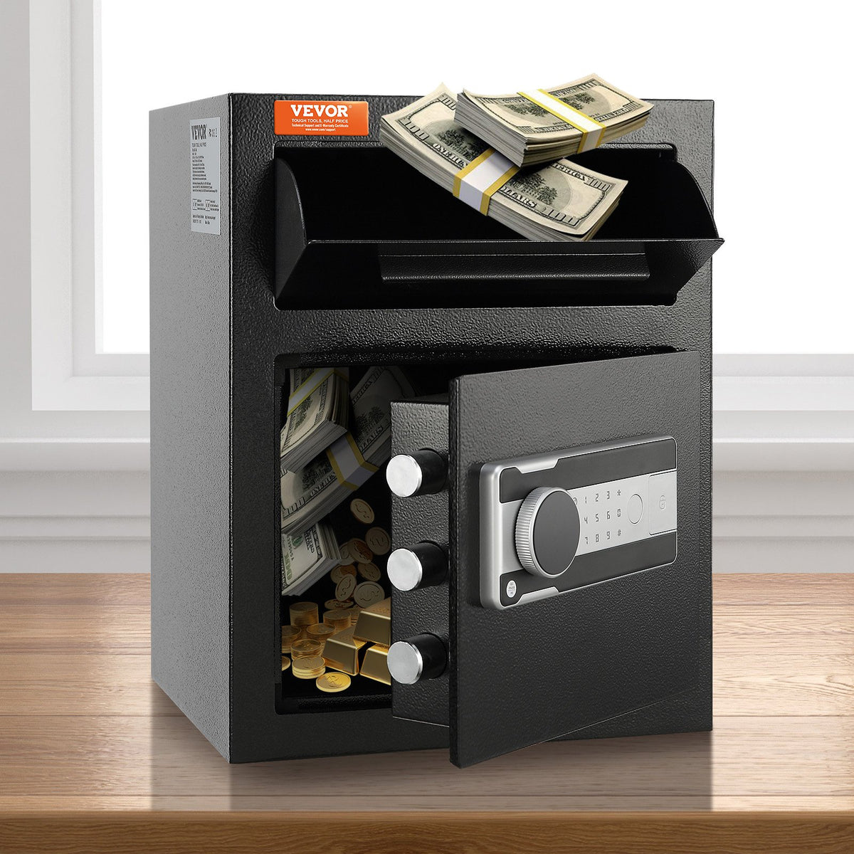 Depository Safe 1.7 Cub Drop Slot Electronic Code Lock 2 Keys 17.71x13.77x13.77