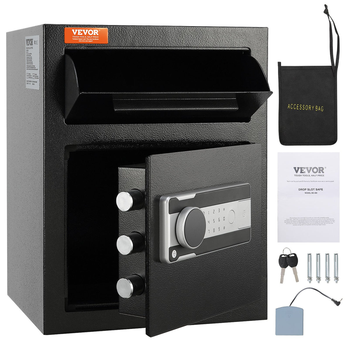Depository Safe 1.7 Cub Drop Slot Electronic Code Lock 2 Keys 17.71x13.77x13.77