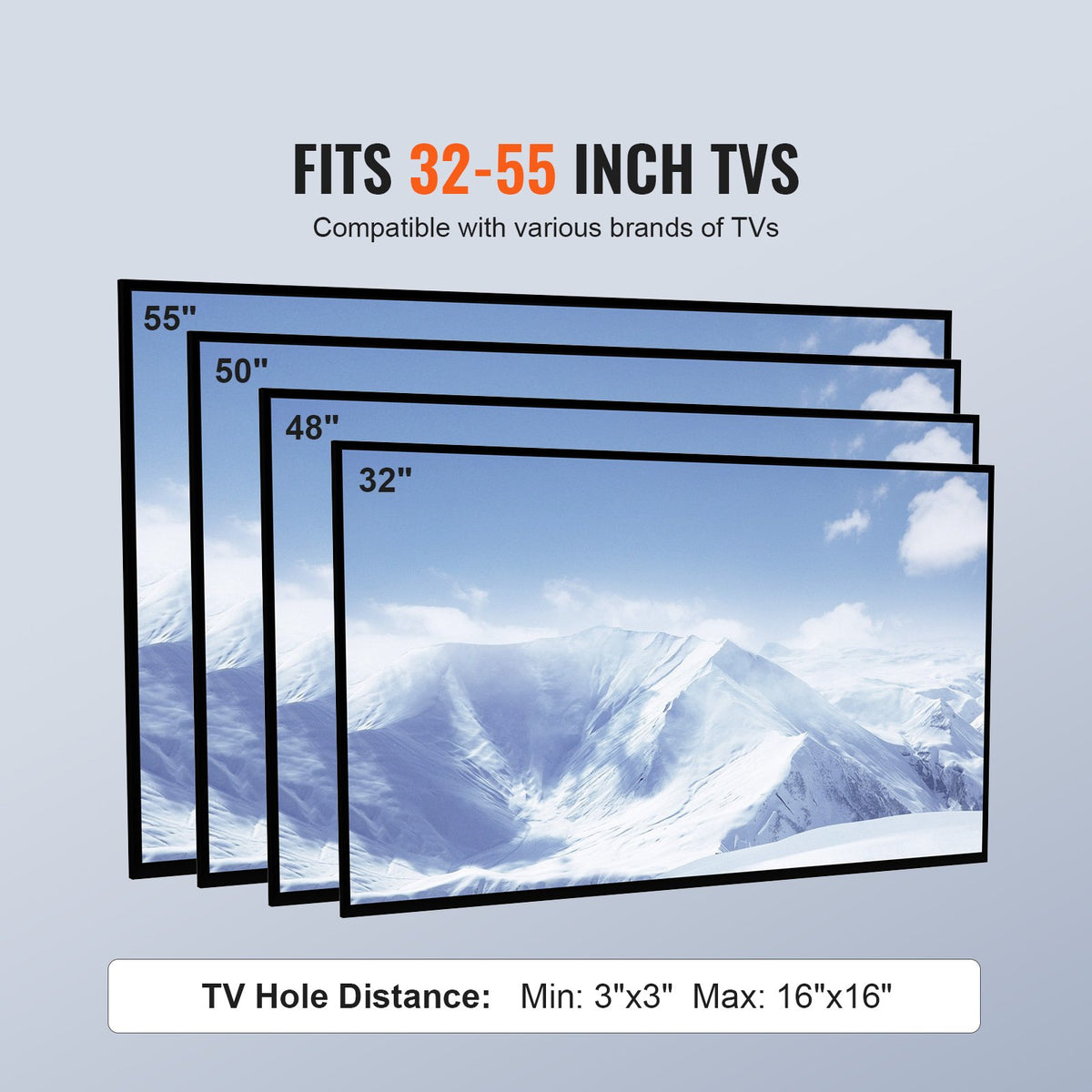 TV Stand Mount Swivel Universal 32-55in TVs Height Adjustable Floor Stand Glass