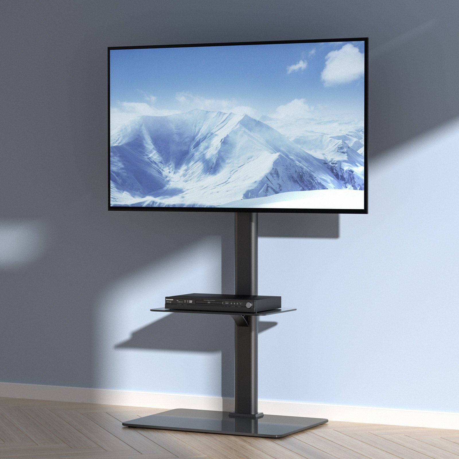 Tall TV Stand Swivel Height Adjustable Floor Stand 32-65 Inch with Glass Base