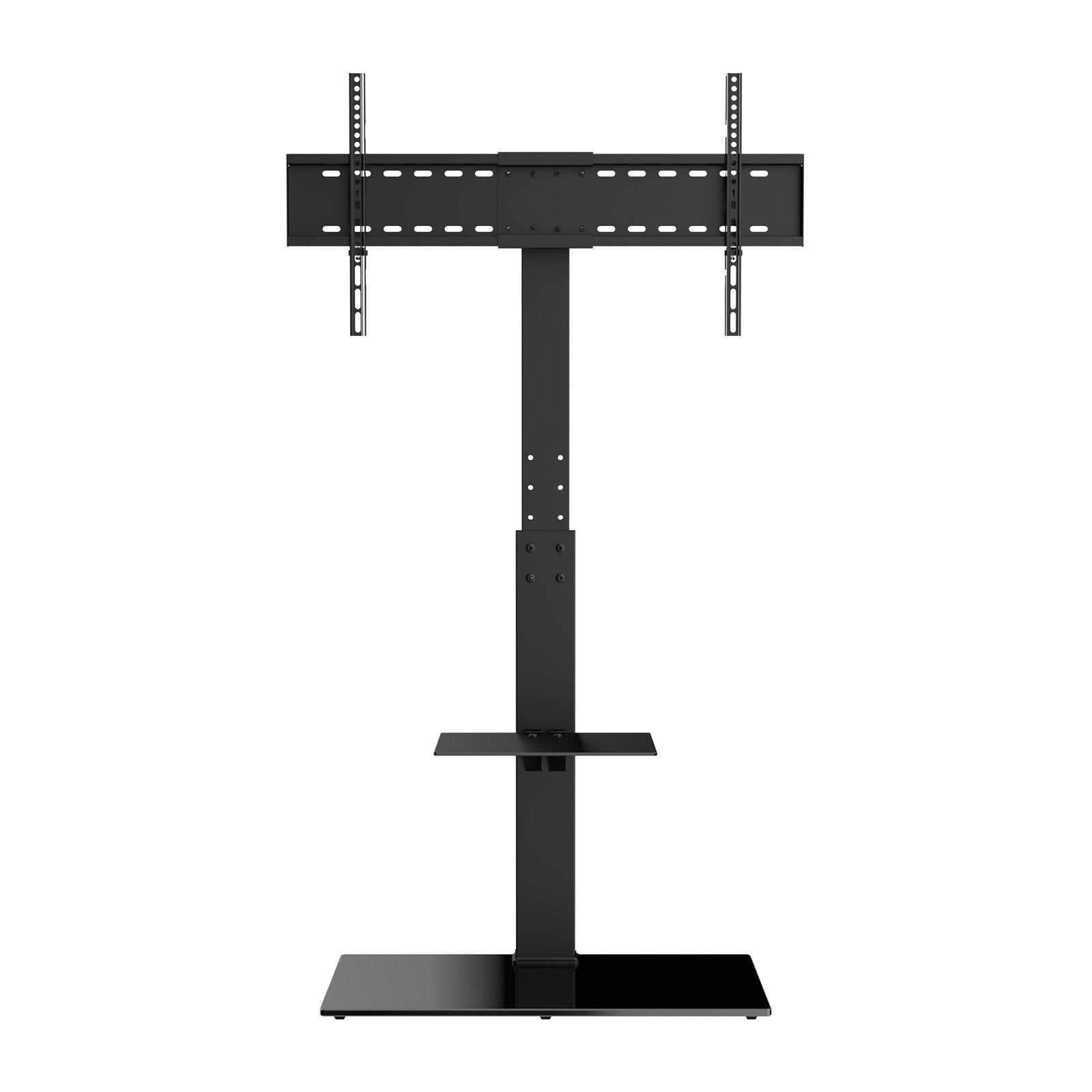 TV Stand Mount Swivel Tall 32-85in TVs Height Adjustable Floor Stand Glass Base