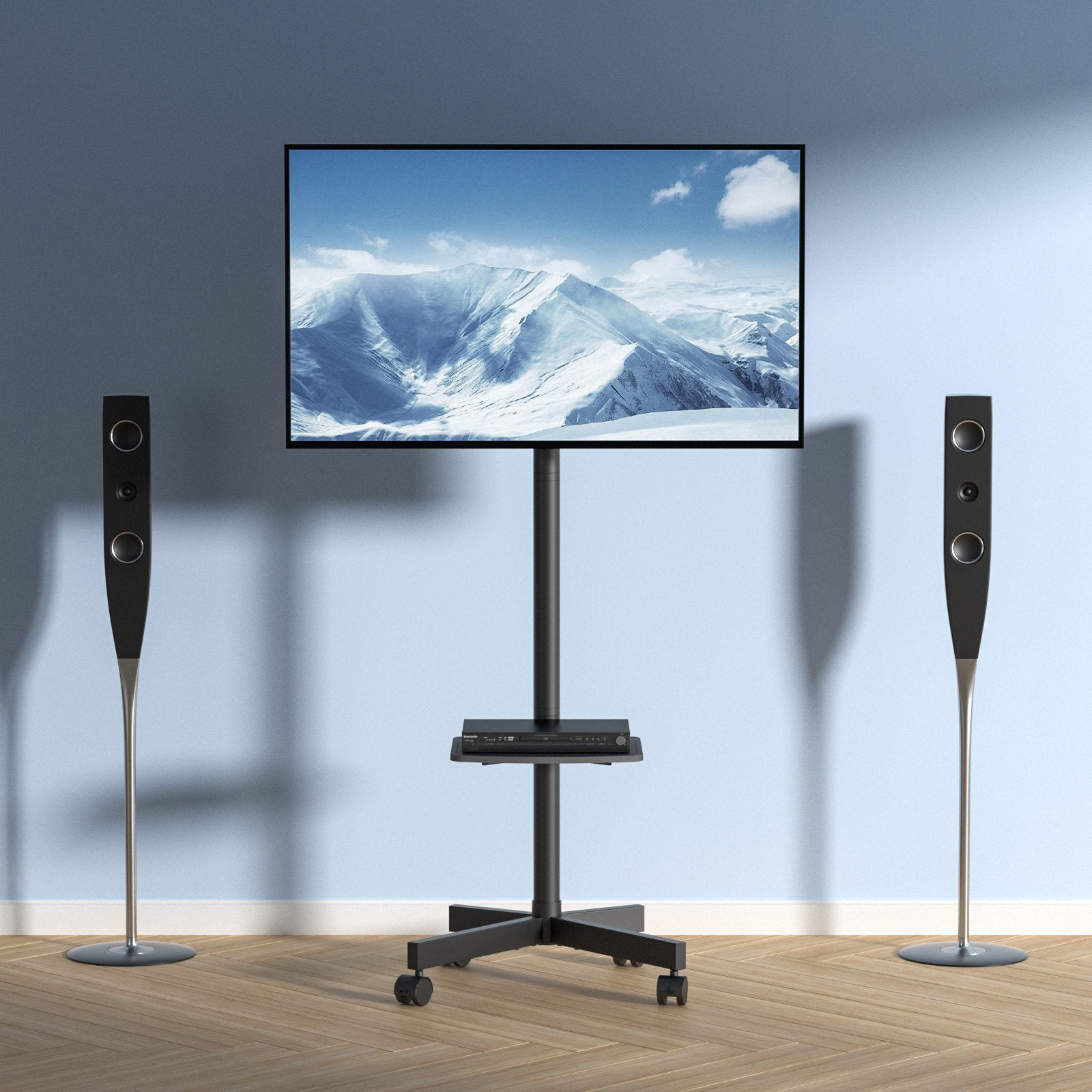 Mobile TV St& Cart for 23-60" TVs Height Adjustable Portable Rolling St& with