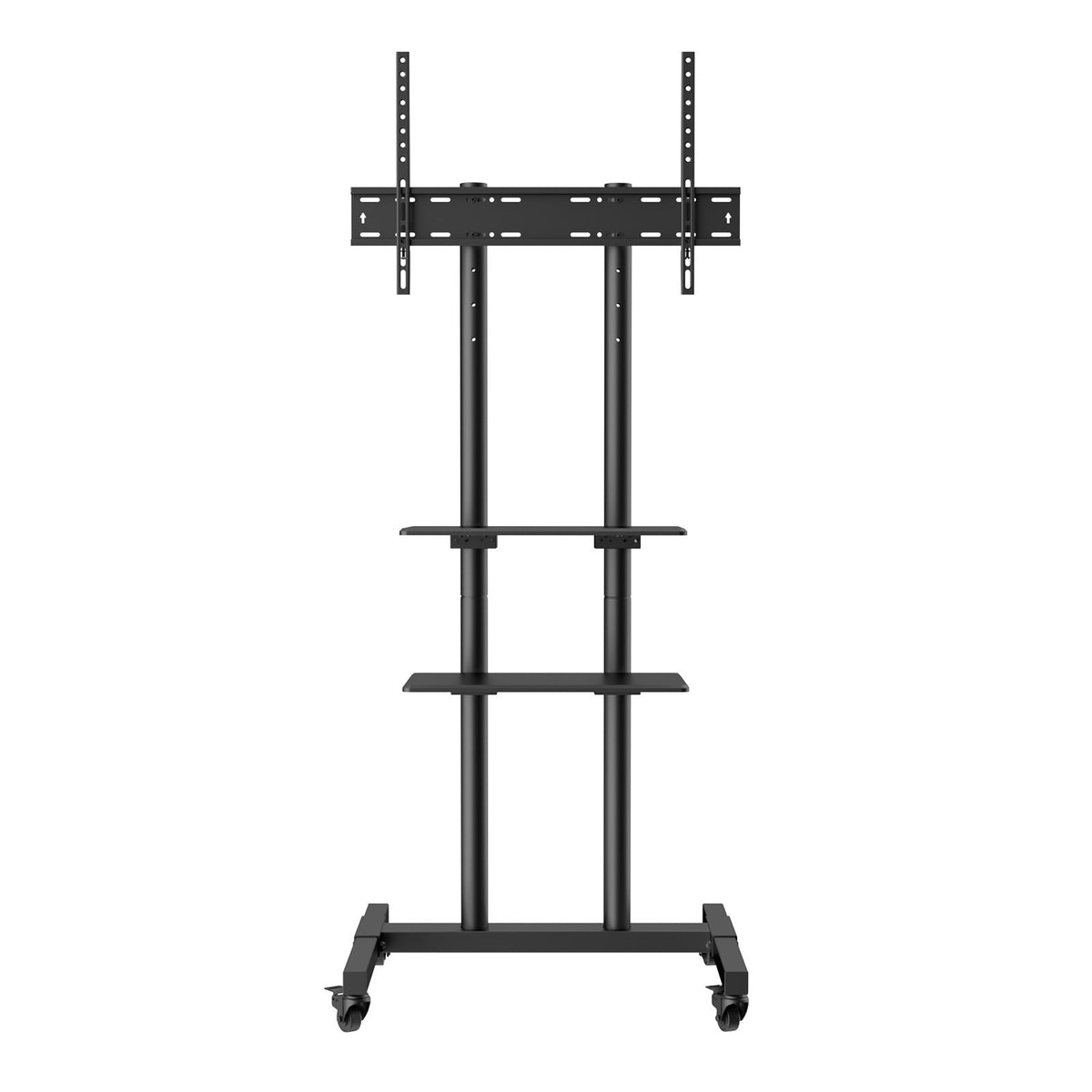 Mobile TV Stand 32-70in Height Adjustable Portable Rolling Cart Double Tray