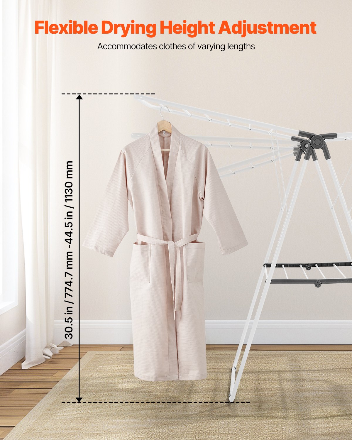 Clothes Drying Rack 2-Tier Foldable with Sock Clips & 21 Rods, Adjustable Metal