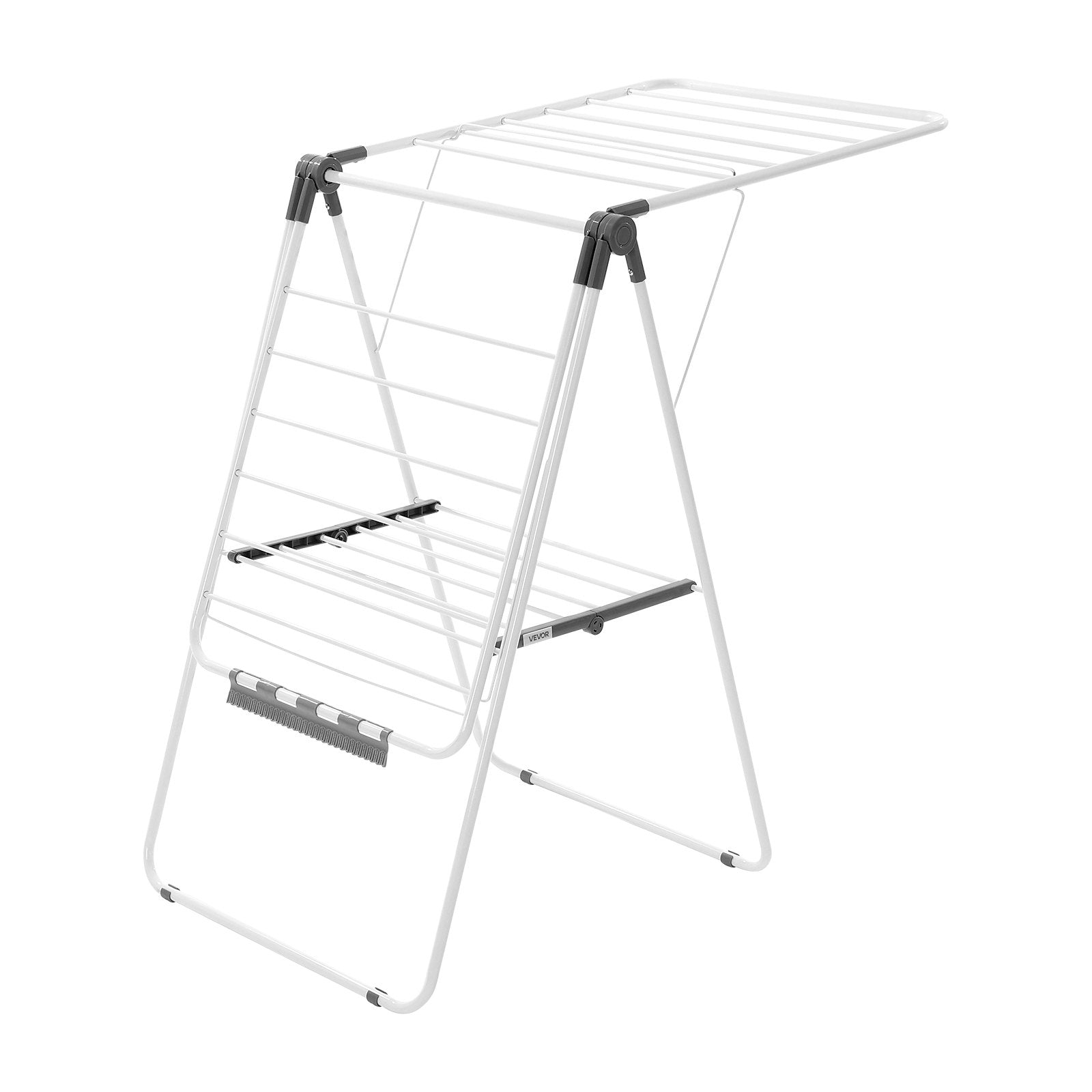 Clothes Drying Rack 2-Tier Foldable with Sock Clips & 21 Rods, Adjustable Metal