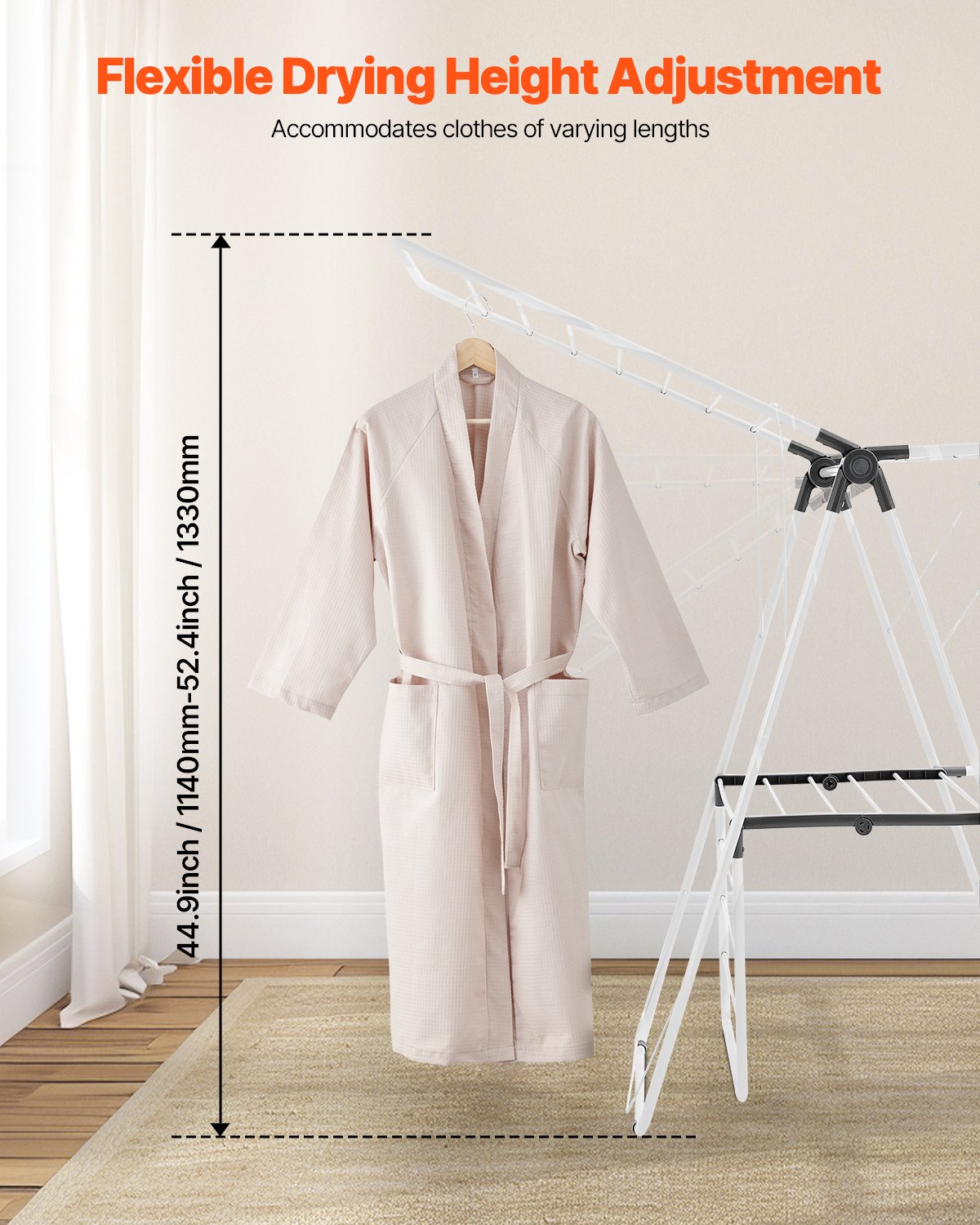 2-Tier Foldable Clothes Drying Rack with 31 Rods and Sock Clips