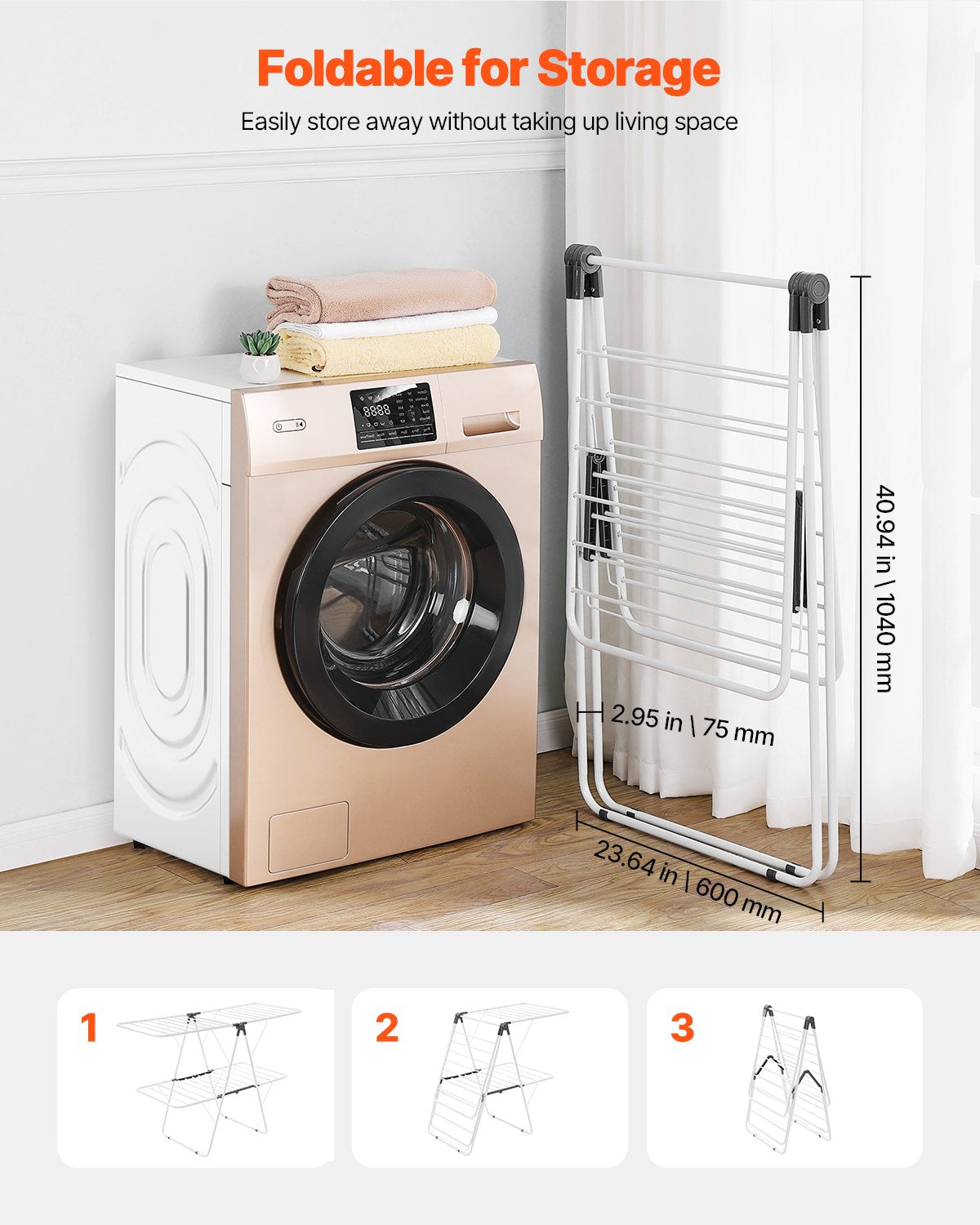 2-Tier Foldable Clothes Drying Rack with 31 Rods and Sock Clips