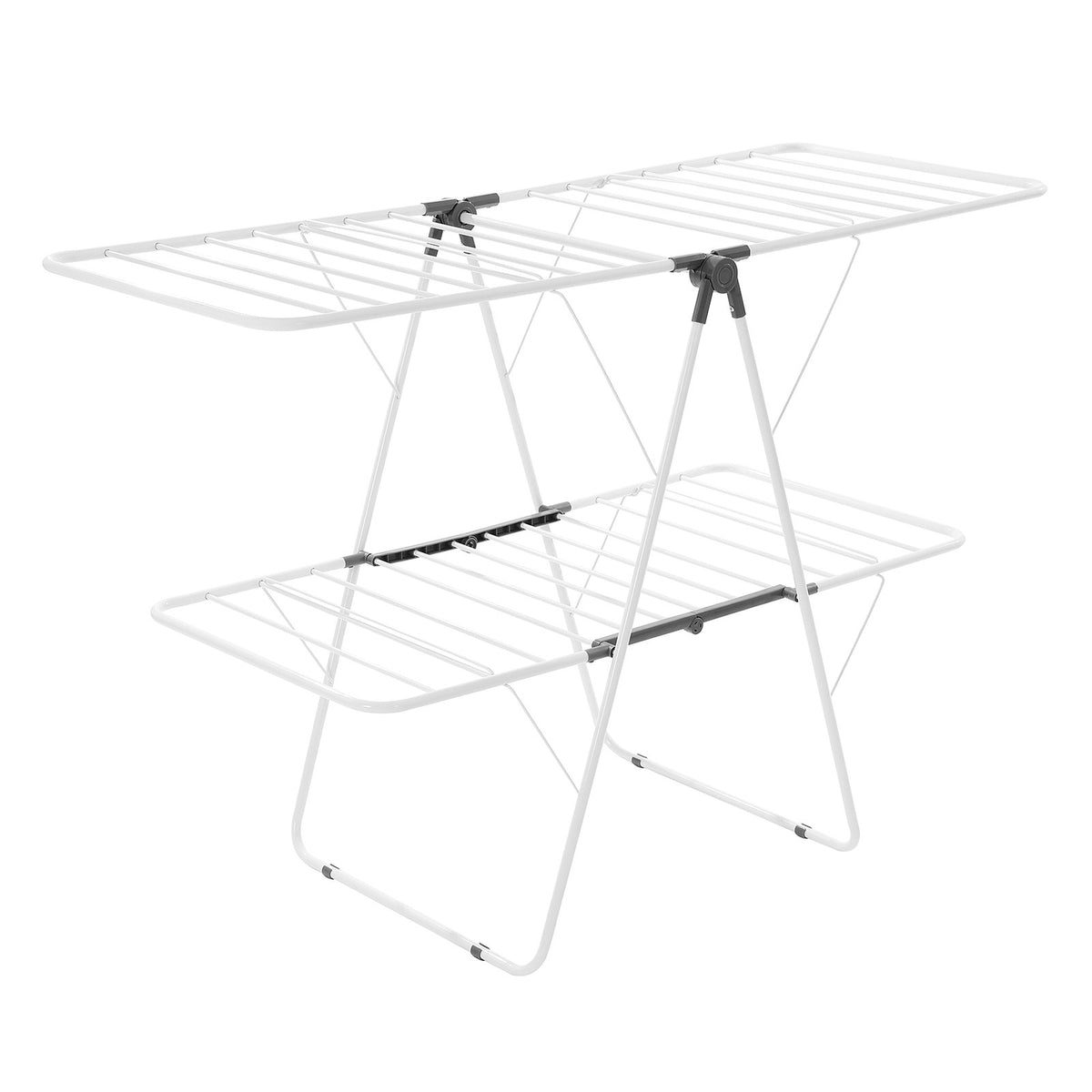 2-Tier Foldable Clothes Drying Rack with 31 Rods and Sock Clips