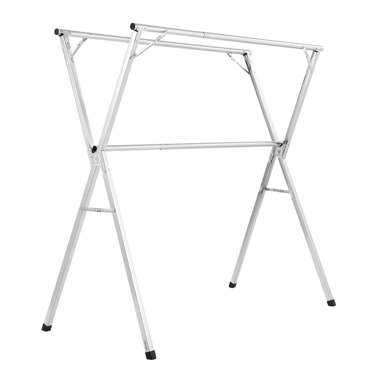 2-Tier Telescopic Clothes Drying Rack with 30 Windproof Holes and Shoe Hooks