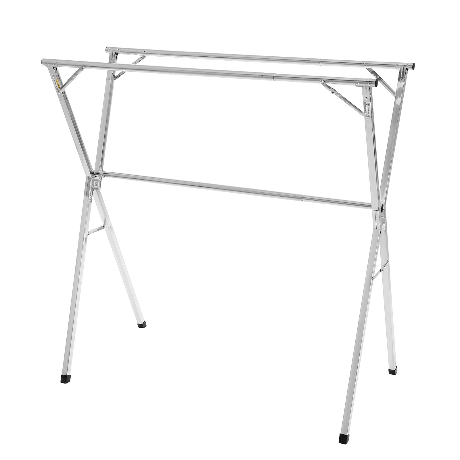 2-Tier Telescopic Clothes Drying Rack with 30 Windproof Holes and Shoe Hooks