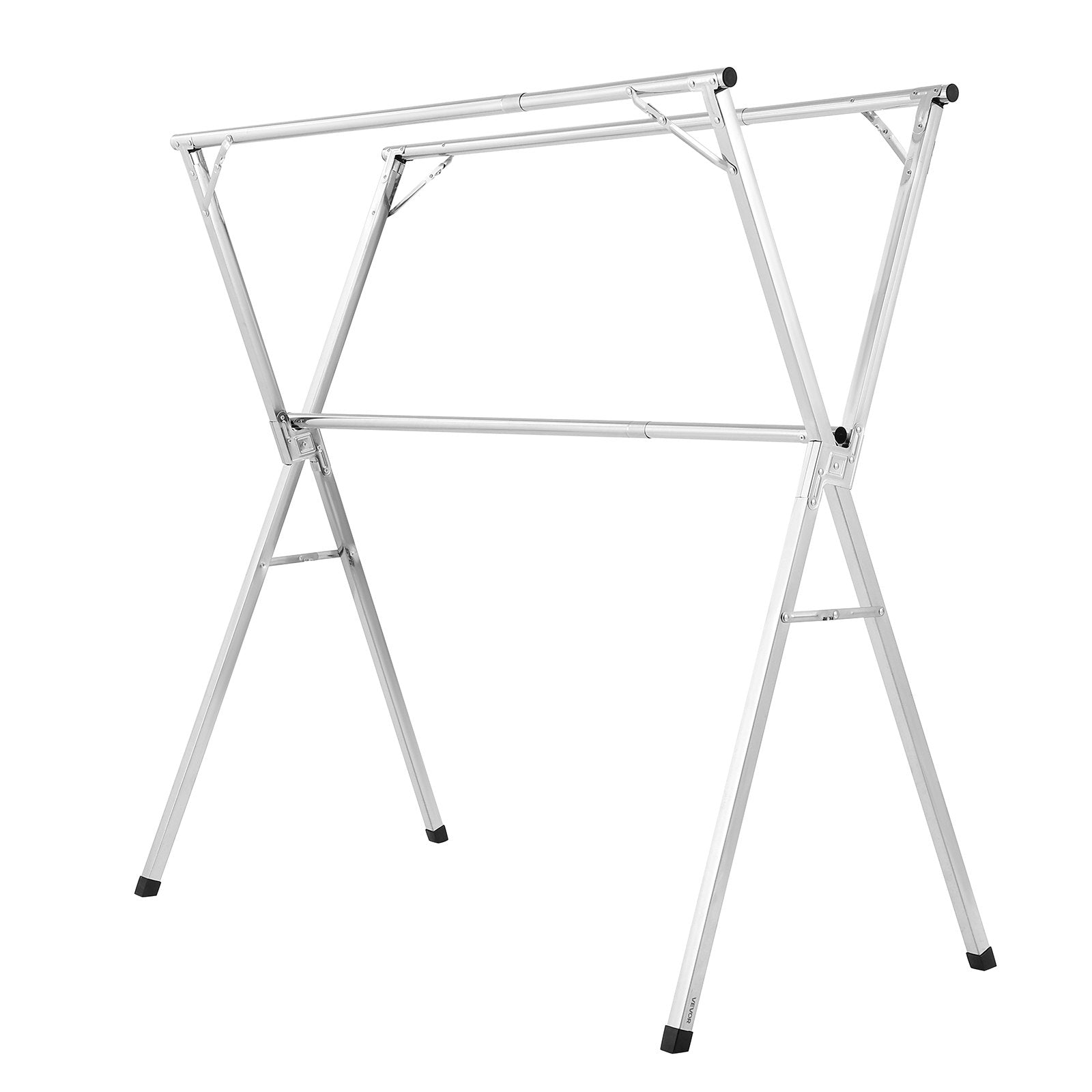 2-Tier Telescopic Clothes Drying Rack with 30 Windproof Holes and Shoe Hooks