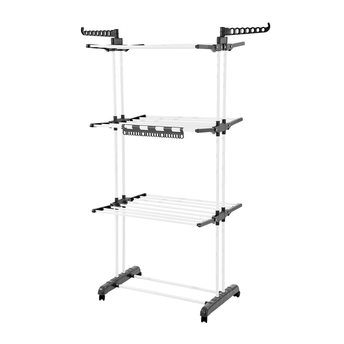 4-Tier Foldable Clothes Drying Rack with 24 Rods and Castors