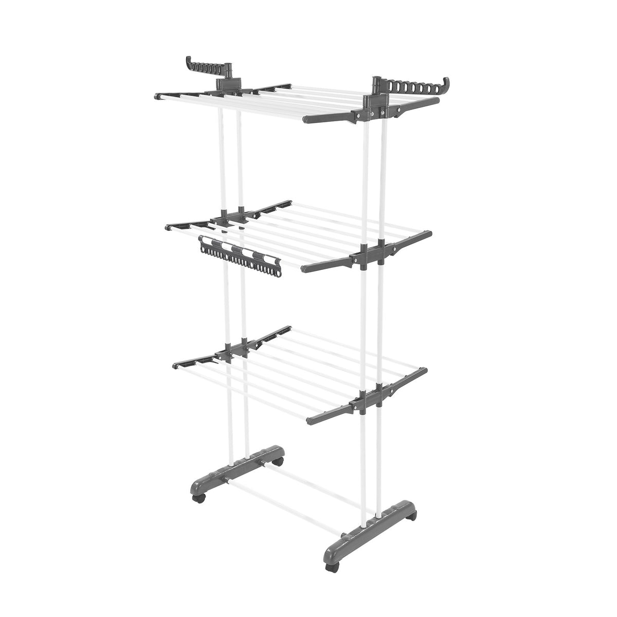 4-Tier Foldable Clothes Drying Rack with 24 Rods and Castors