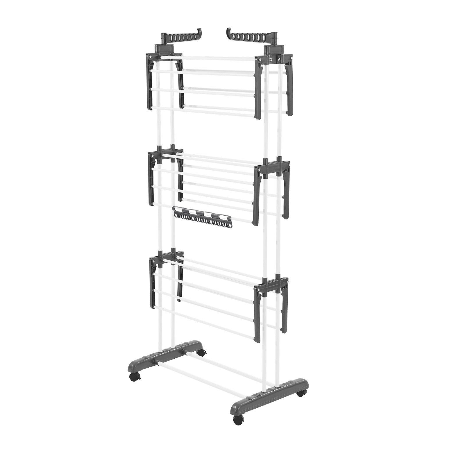4-Tier Foldable Clothes Drying Rack with 24 Rods and Castors