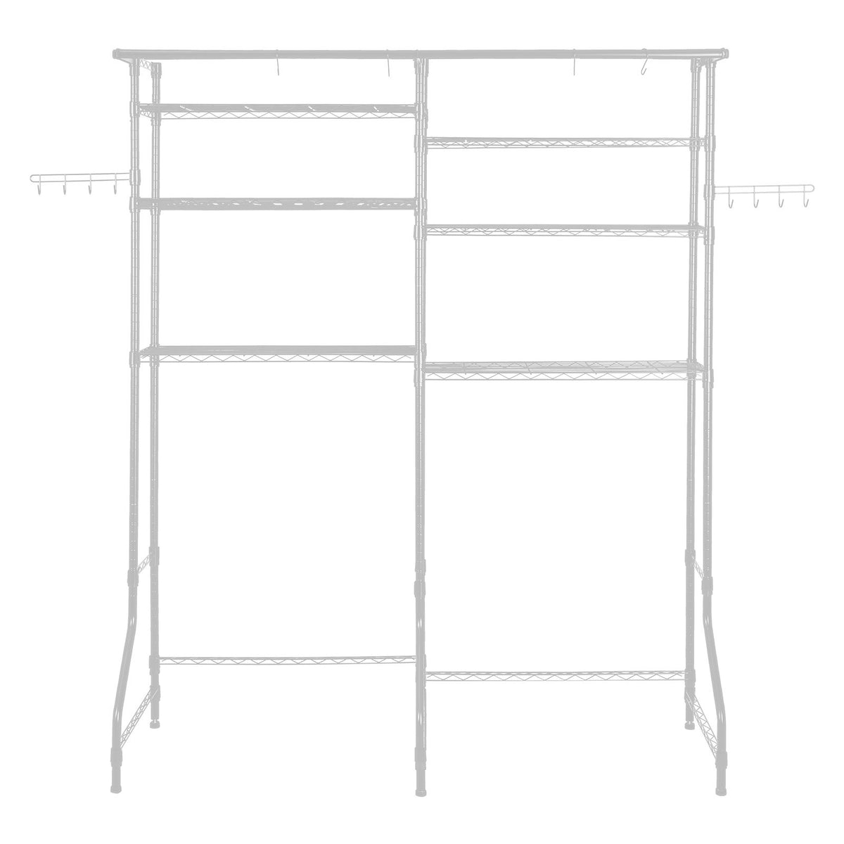 Over Washer Dryer Storage Shelves 6-Tier Adjustable Laundry Rack with Hooks White