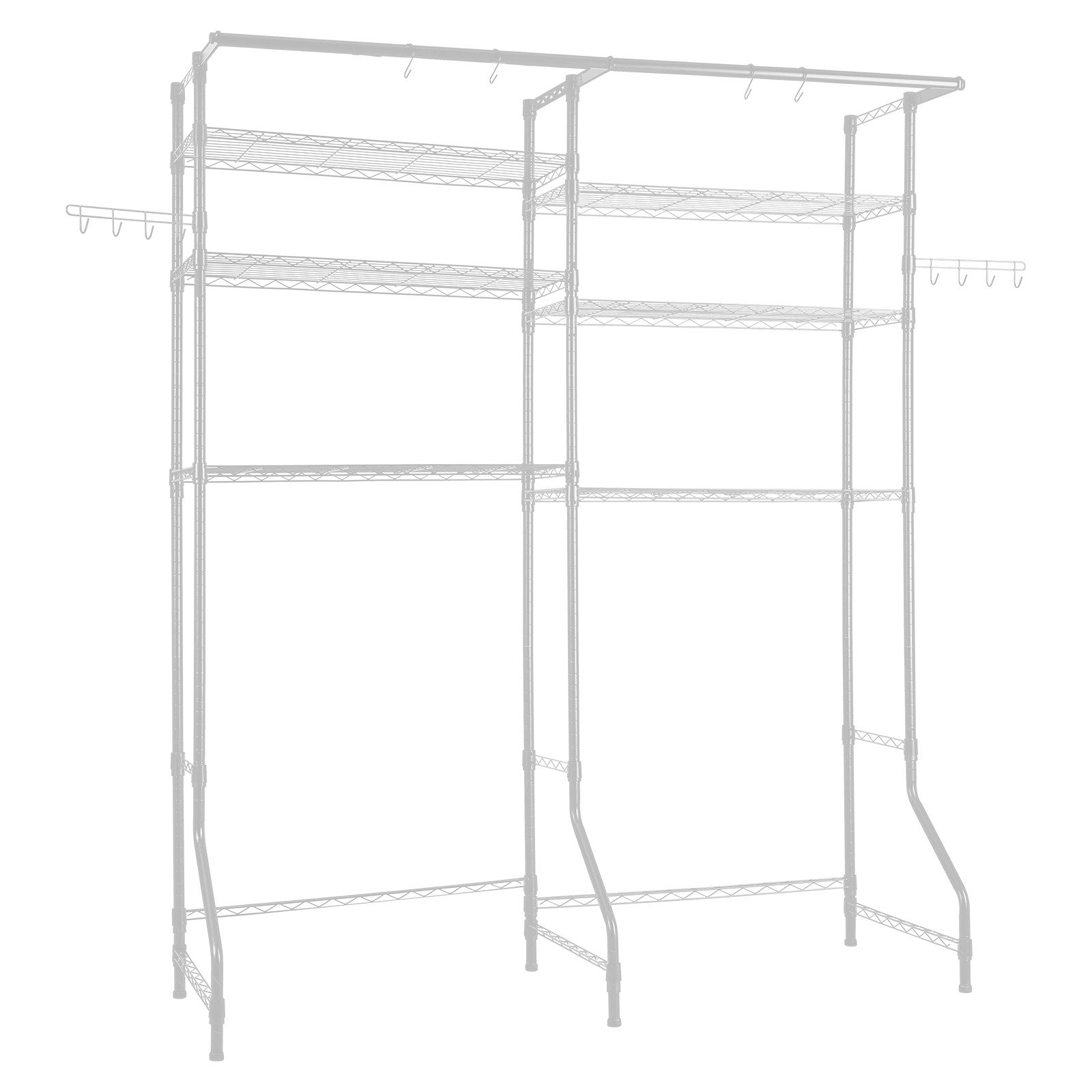 Over Washer Dryer Storage Shelves 6-Tier Adjustable Laundry Rack with Hooks White