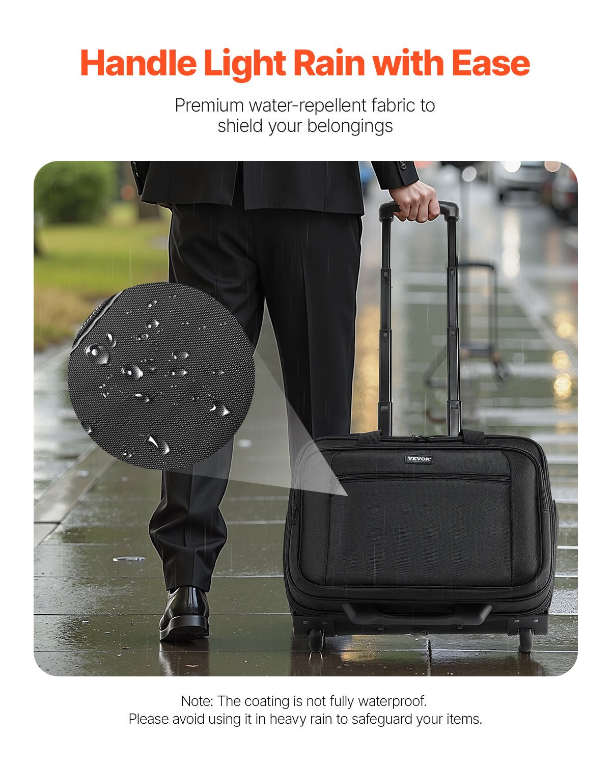 Laptop Bag Rolling Fits 15.6 Inch Wheeled Briefcase Telescoping Handle Black