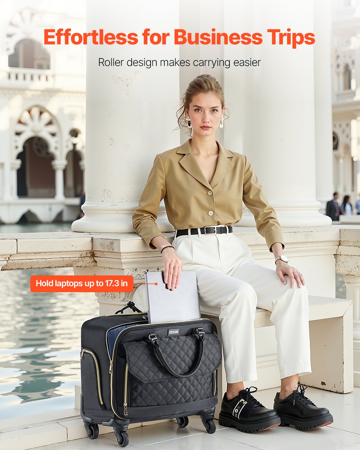 Laptop Bag Rolling Fits 17.3 Inch Wheeled Briefcase 4 Spinner Wheels TSA Lock