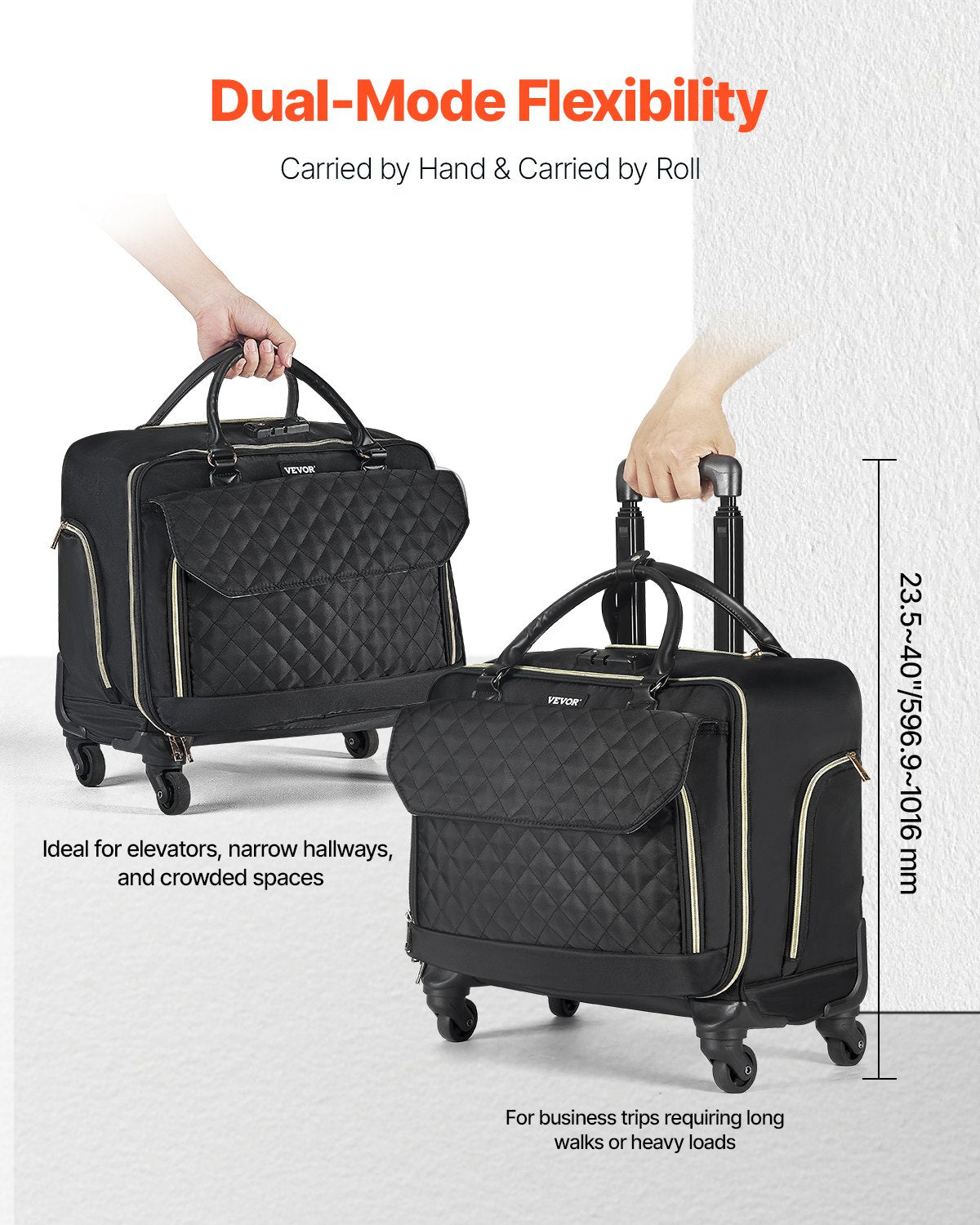 Laptop Bag Rolling Fits 17.3 Inch Wheeled Briefcase 4 Spinner Wheels TSA Lock