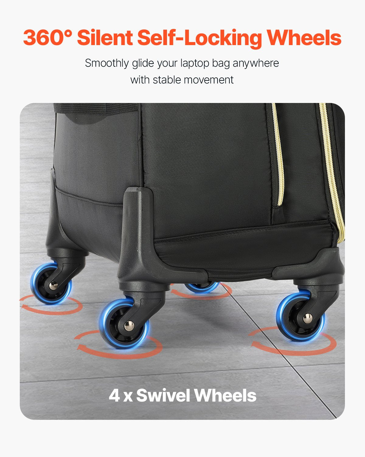 Laptop Bag Rolling Fits 17.3 Inch Wheeled Briefcase 4 Spinner Wheels TSA Lock