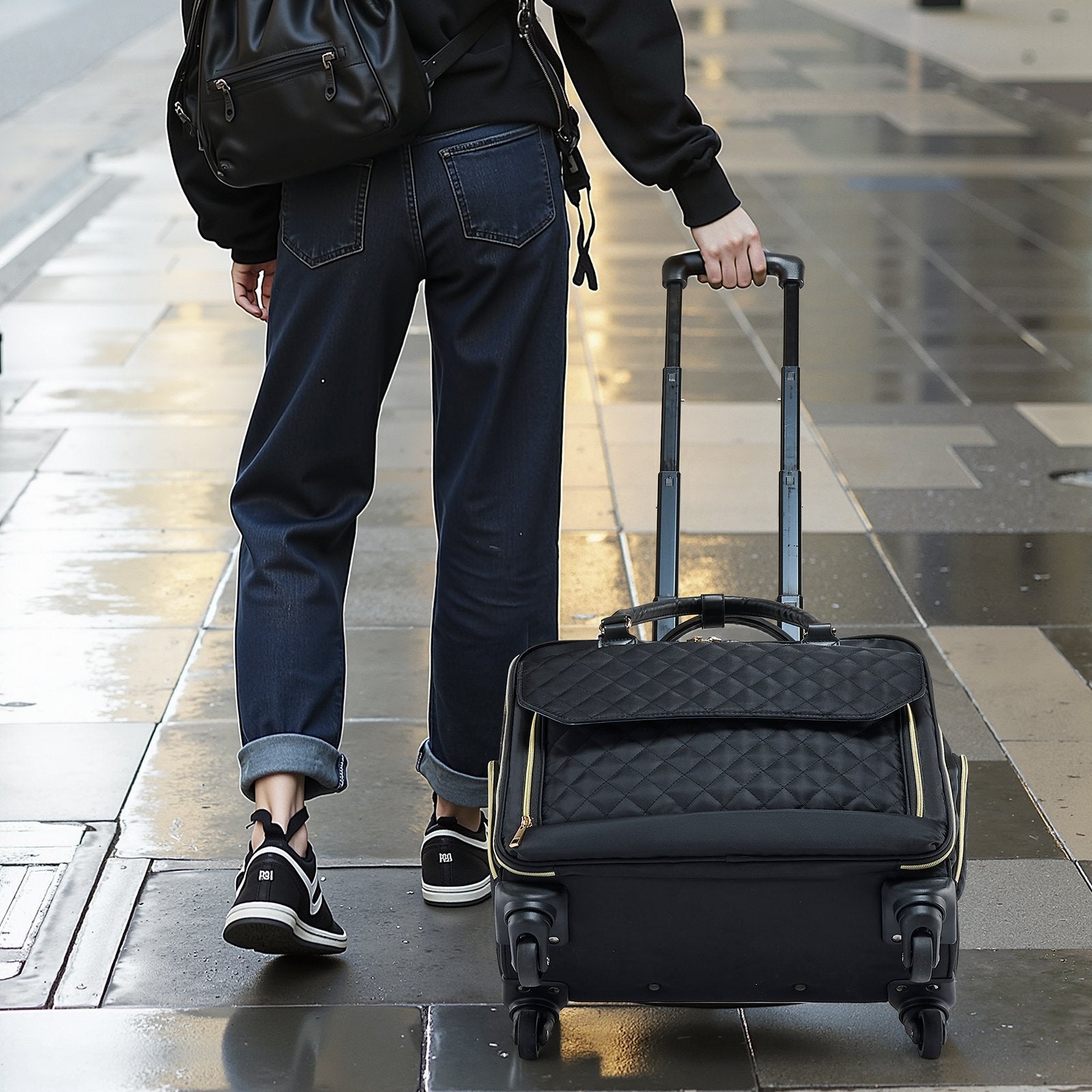 Laptop Bag Rolling Fits 17.3 Inch Wheeled Briefcase 4 Spinner Wheels TSA Lock
