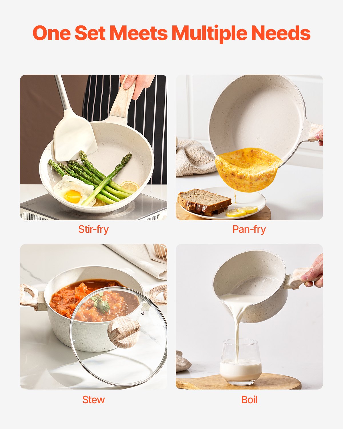 19 Piece Pots and Pans Set Nonstick Granite Cookware Induction Tempered Glass