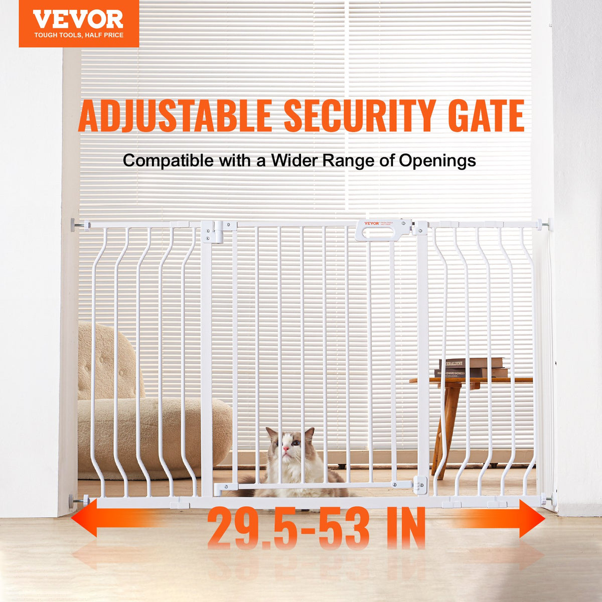 Baby Gate 749-1346mm Extra Wide 762mm High Step-Through Auto Close Wall Pressure